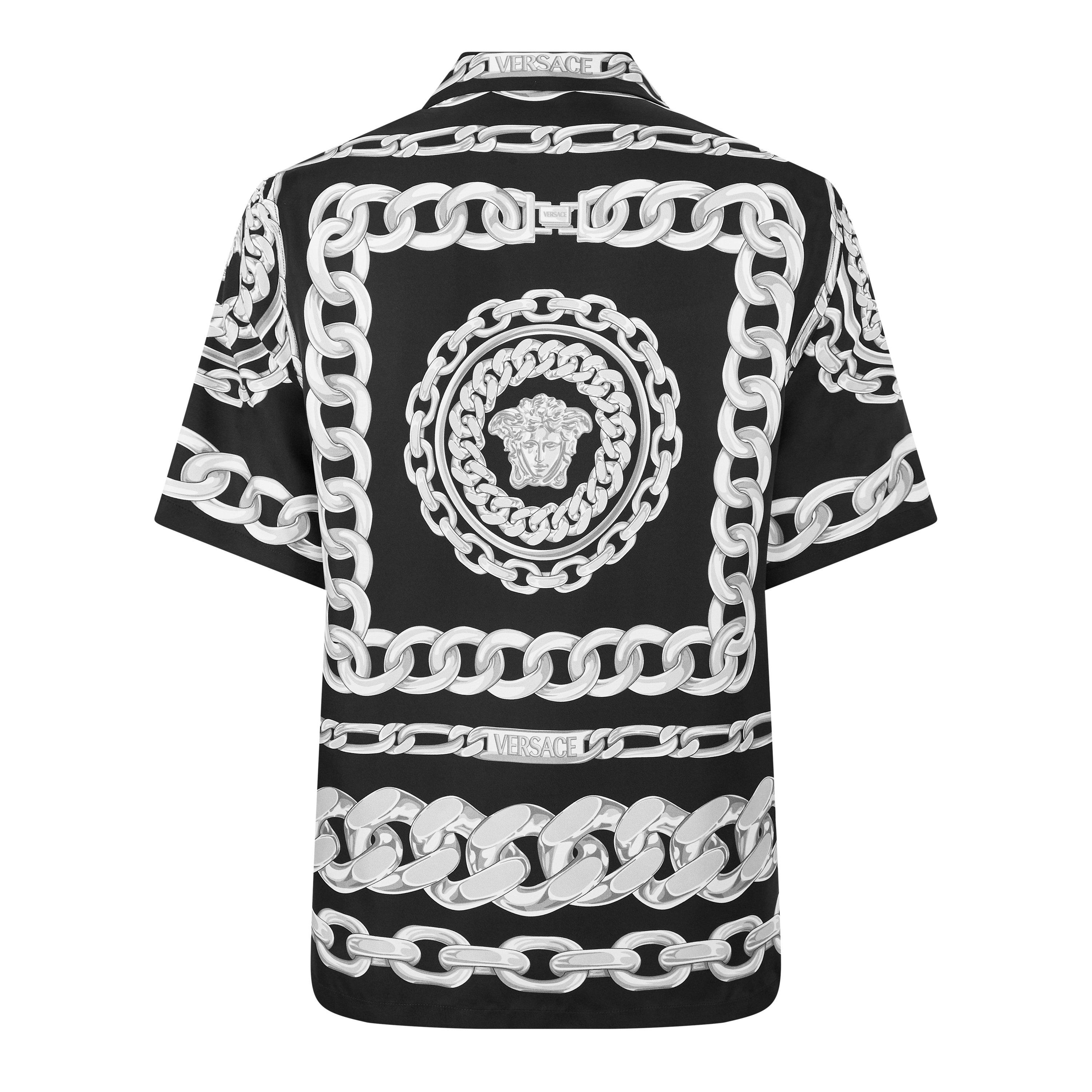 Black/White - Versace - Chains Silk Shirt - 2