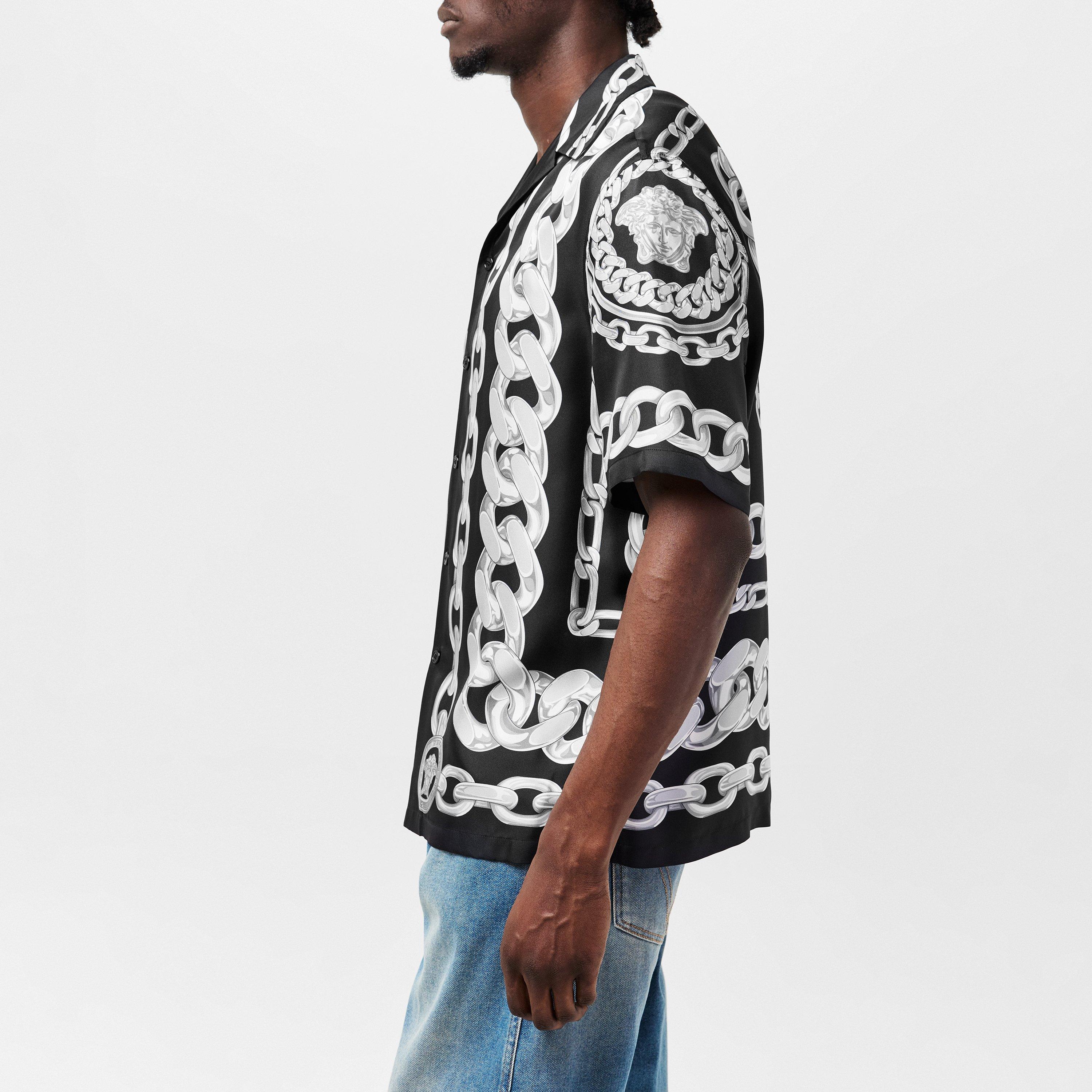 Black/White - Versace - Chains Silk Shirt - 6