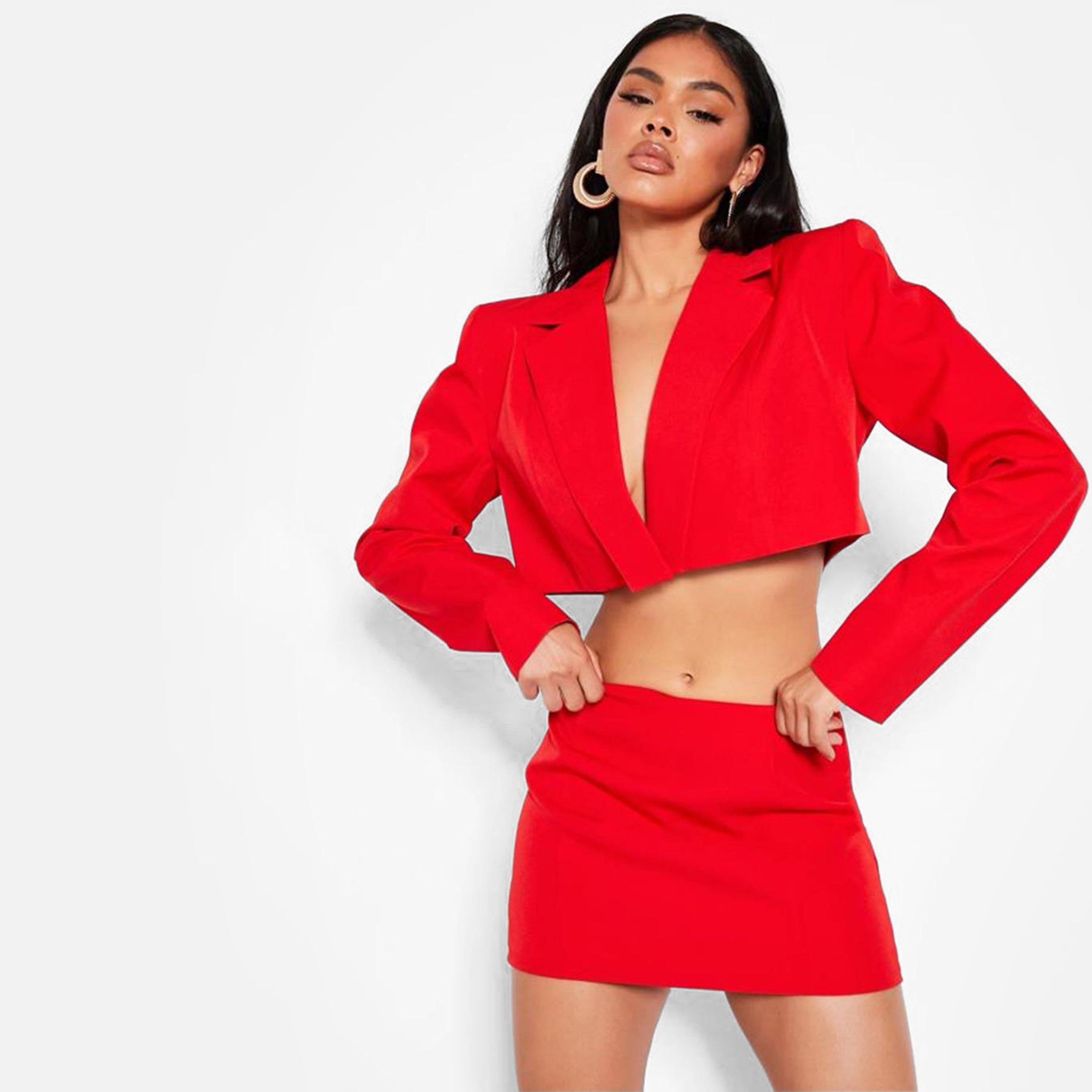 Red - I Saw It First - ISAWITFIRST Premium Woven Mini Skirt Co-Ord - 1