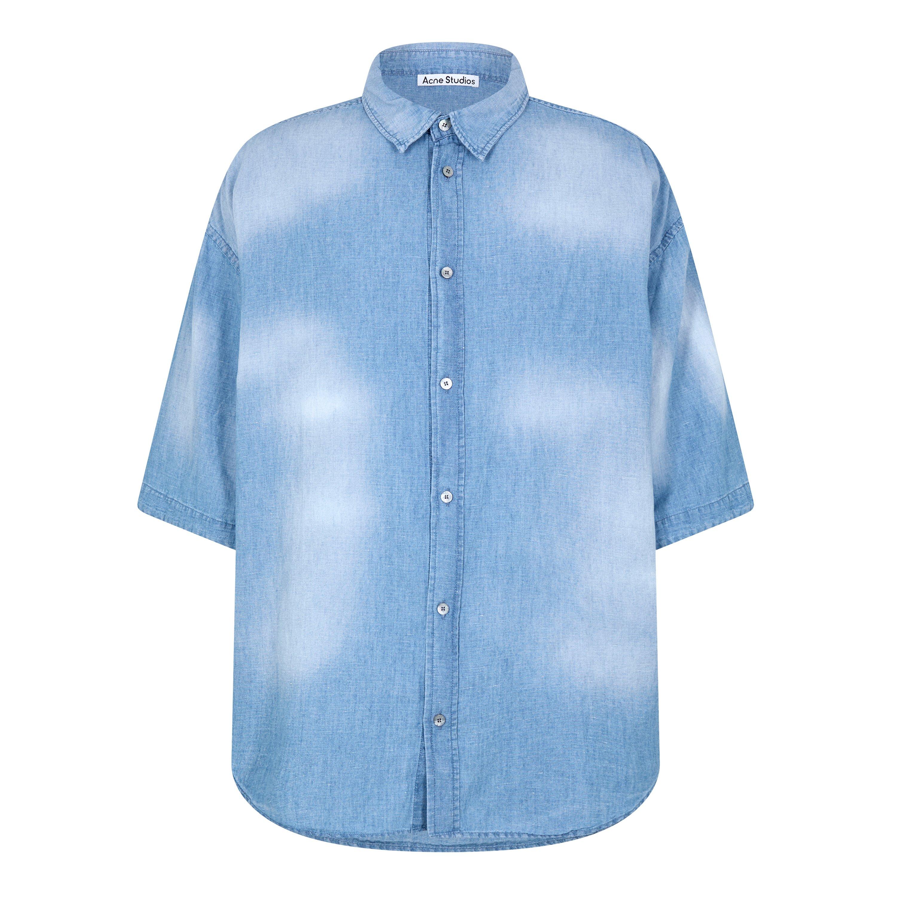 Blue - Acne Studios - Men's Geometric Print Short Sleeve Shirt - 1