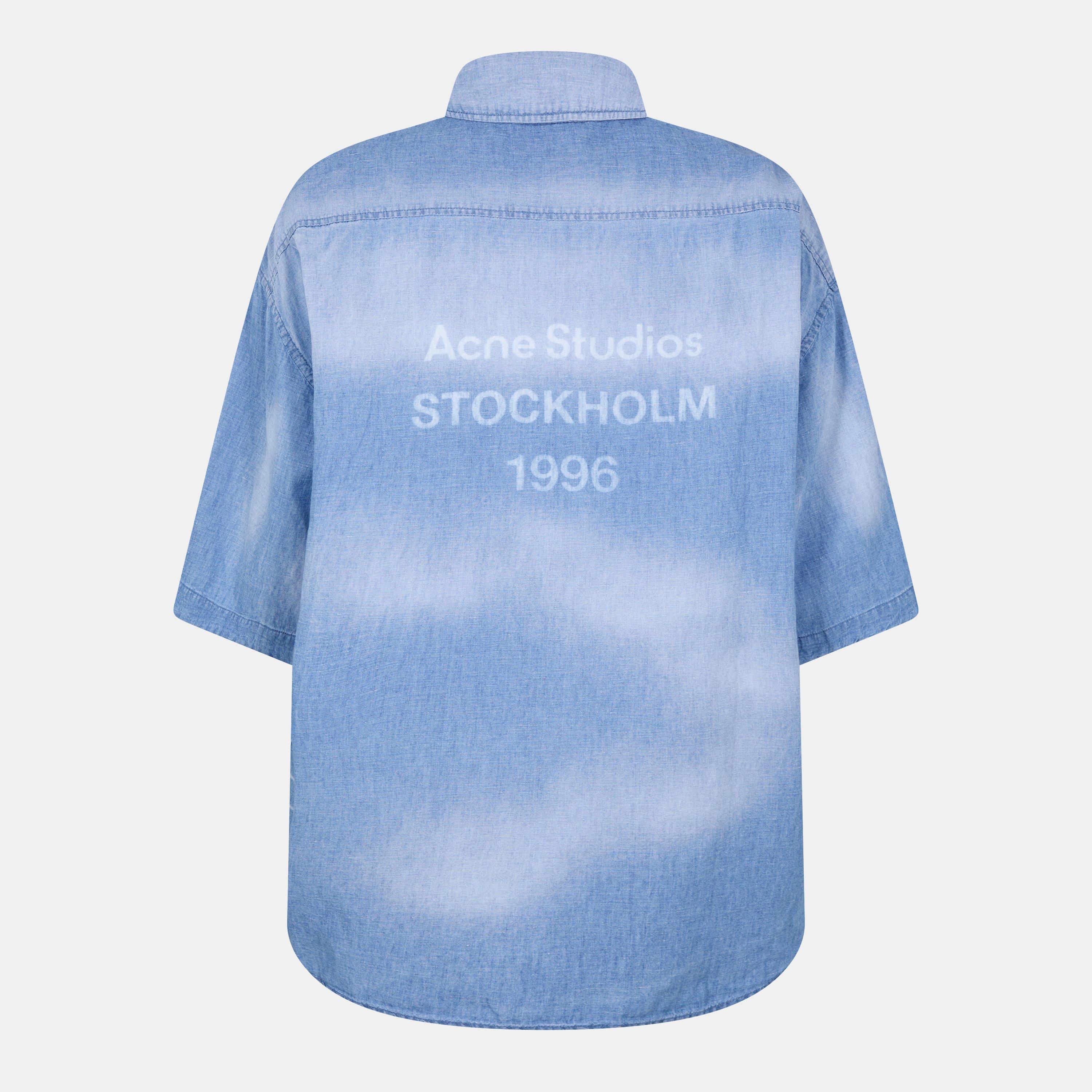 Blue - Acne Studios - Men's Short-Sleeve Patterned Shirt - 2