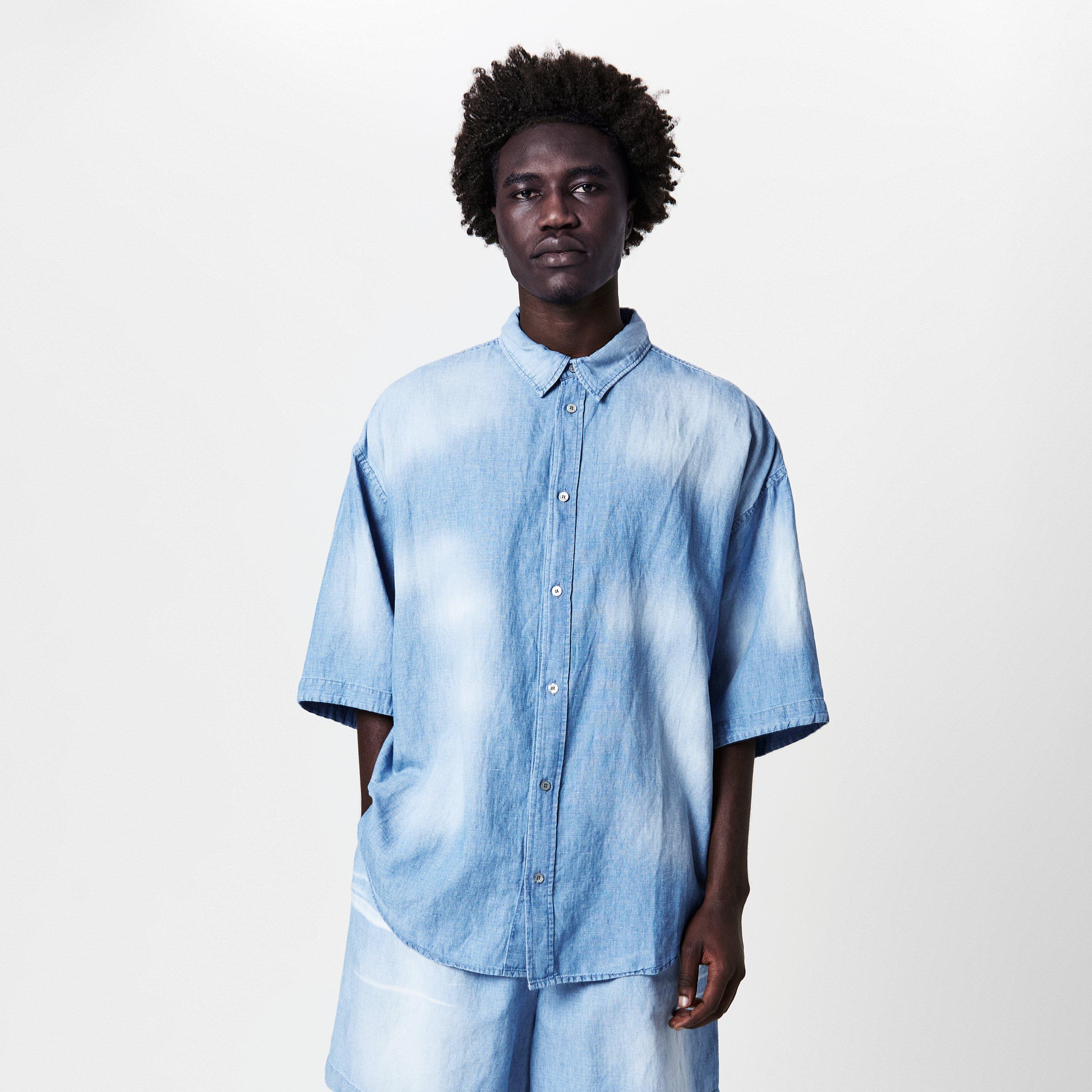 Blue - Acne Studios - Men's Short-Sleeve Patterned Shirt - 3