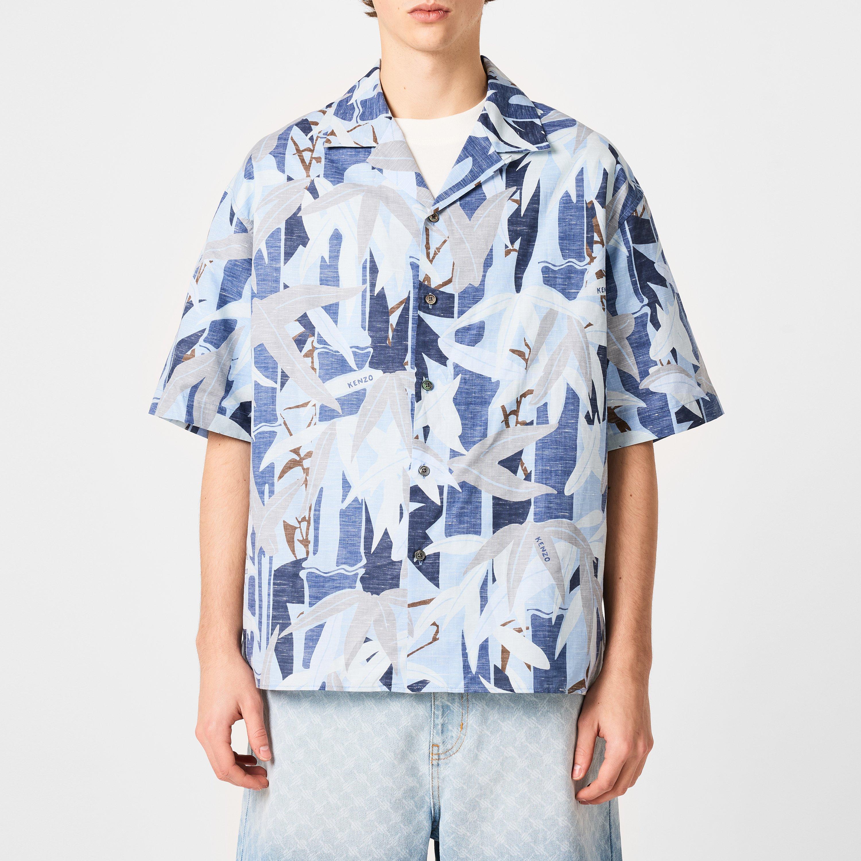 Blue - Kenzo - Men's Hawaiian Short-Sleeve Patterned Shirt - 3