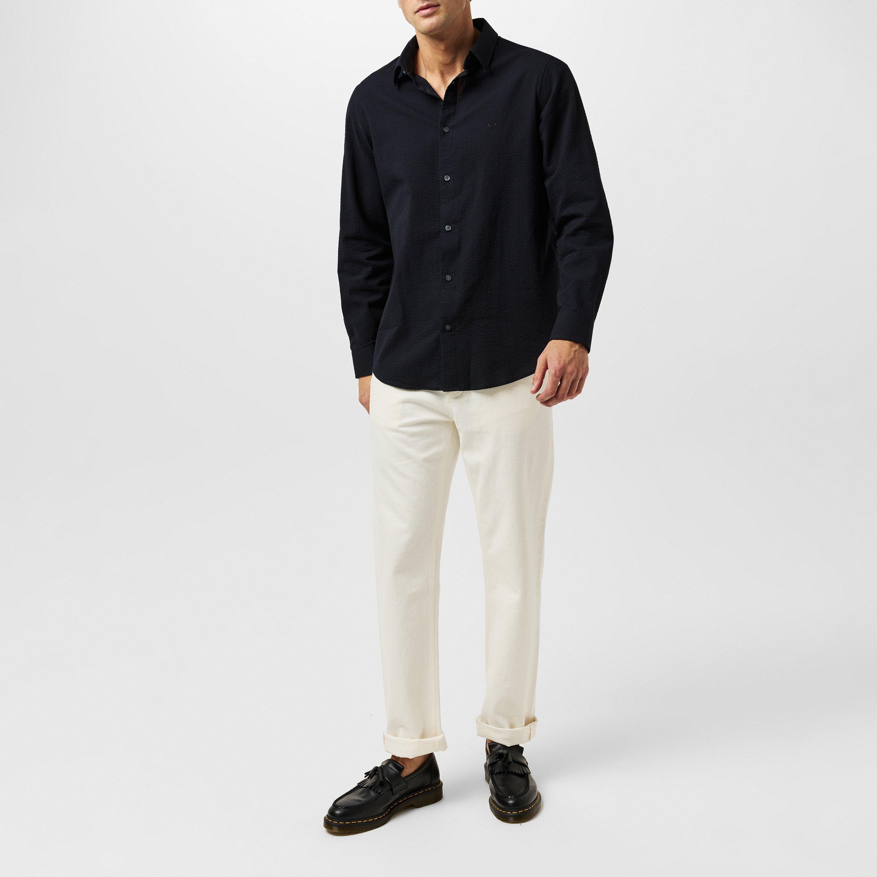 Blue UB101 - Armani Exchange - Men's Long-Sleeve Patterned Shirt - 6