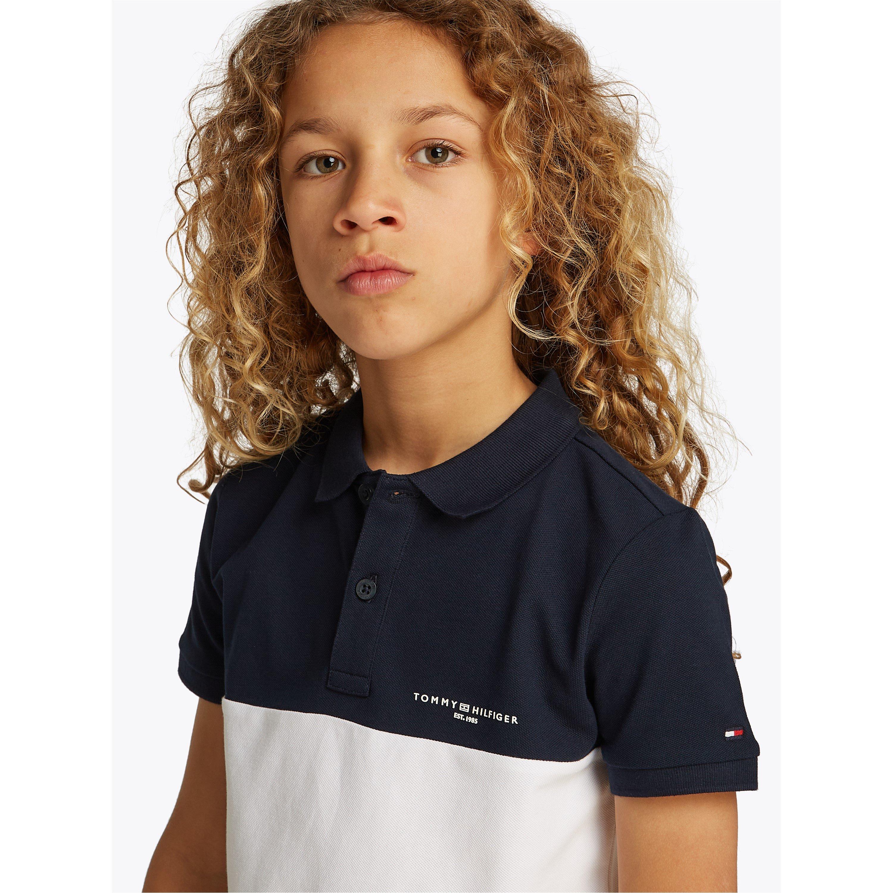 Tommy Hilfiger Boys Kids' Colourblock Short Sleeve Polo Shirt - Night Navy C1g - 10Y