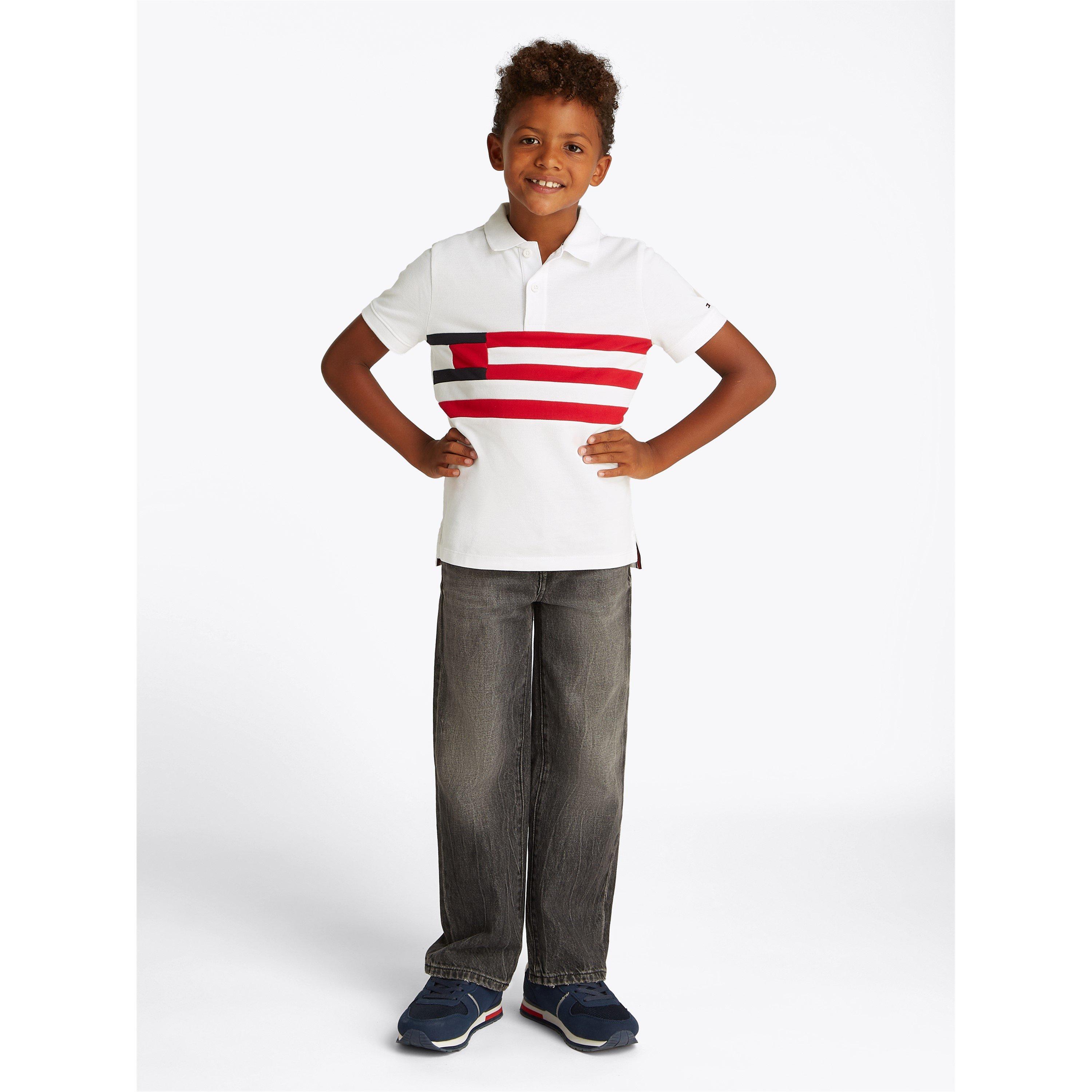 Weiß YAF - Tommy Hilfiger - Kids' Flag Colour Block Short-Sleeve Polo Shirt - 2