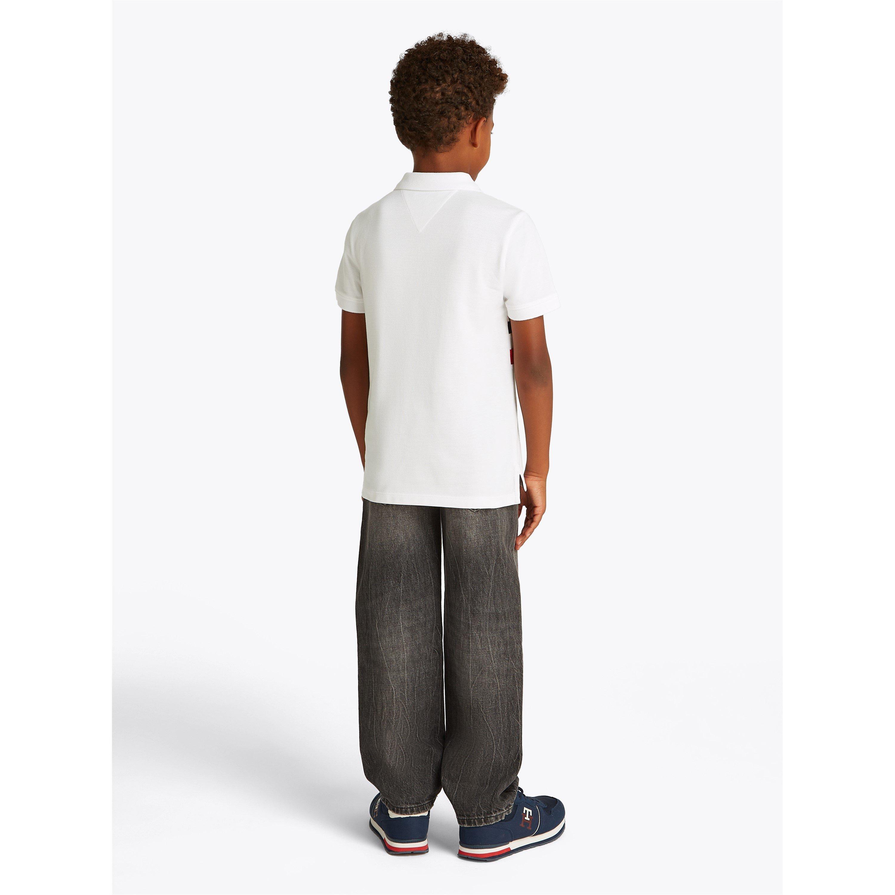 Weiß YAF - Tommy Hilfiger - Kids' Flag Colour Block Short-Sleeve Polo Shirt - 3