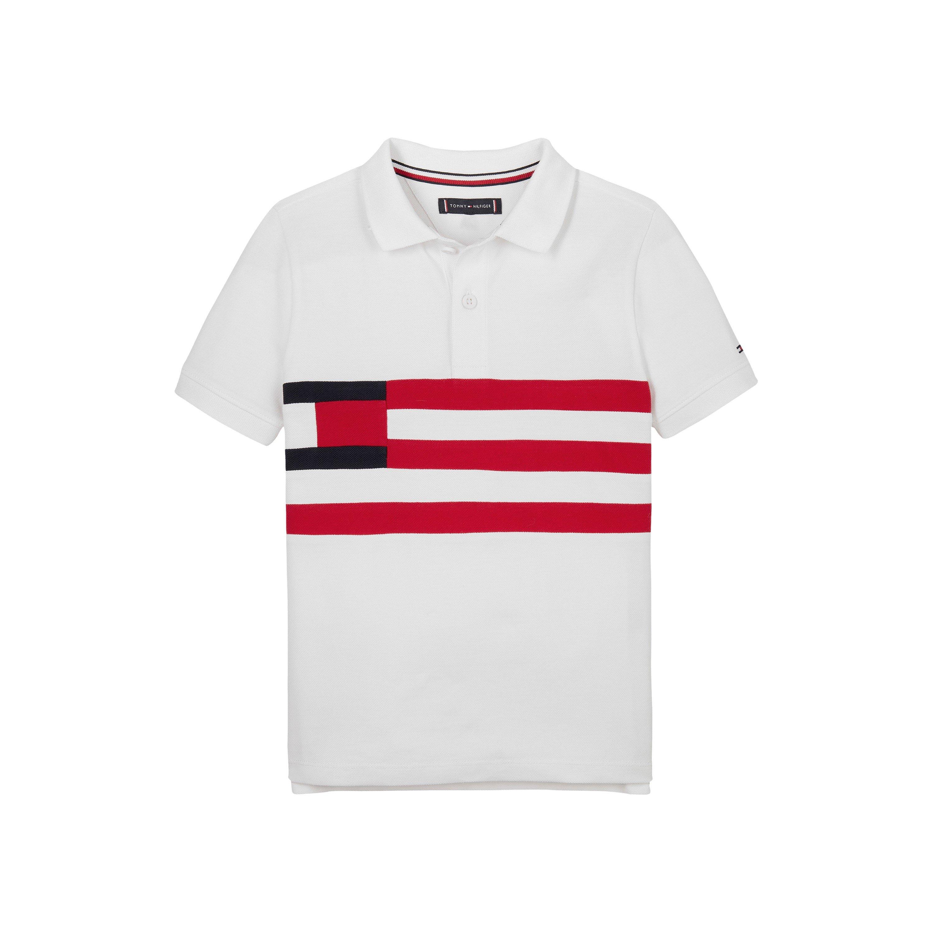 Weiß YAF - Tommy Hilfiger - Kids' Flag Colour Block Short-Sleeve Polo Shirt - 4