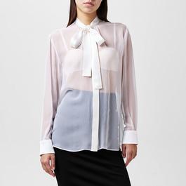 Dolce and Gabbana Sheer Silk Chiffon Shirt With Bow Collar