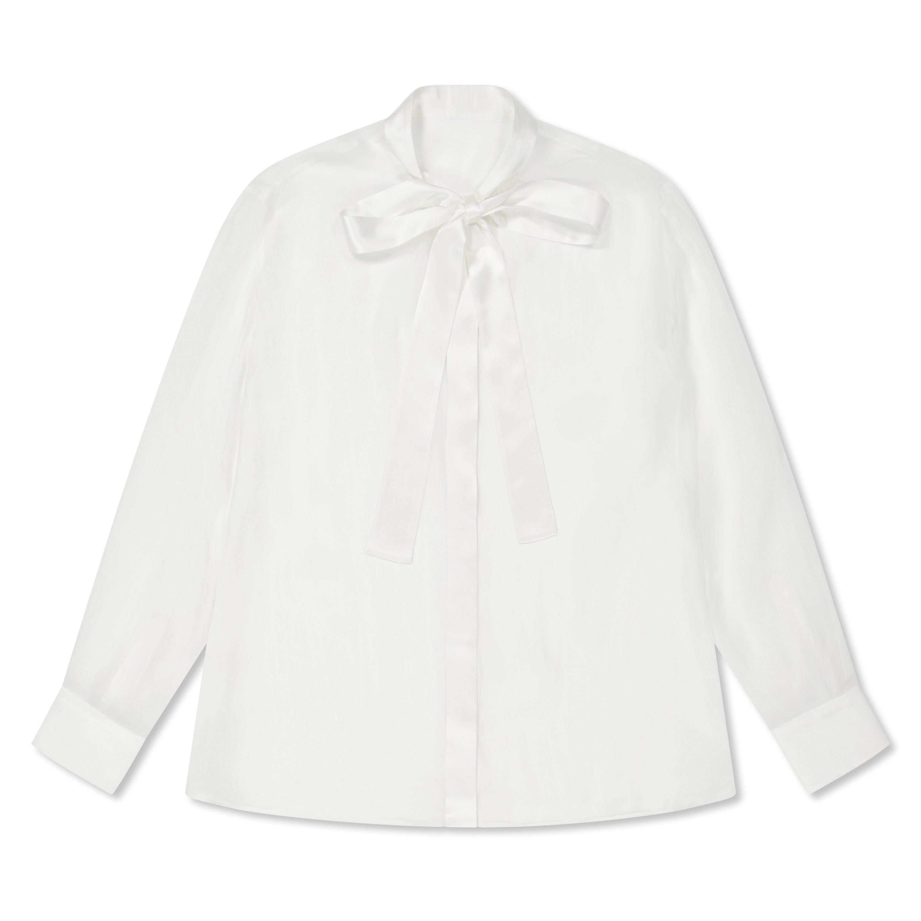 Bianco - Dolce and Gabbana - Sheer Bow Blouse - 5