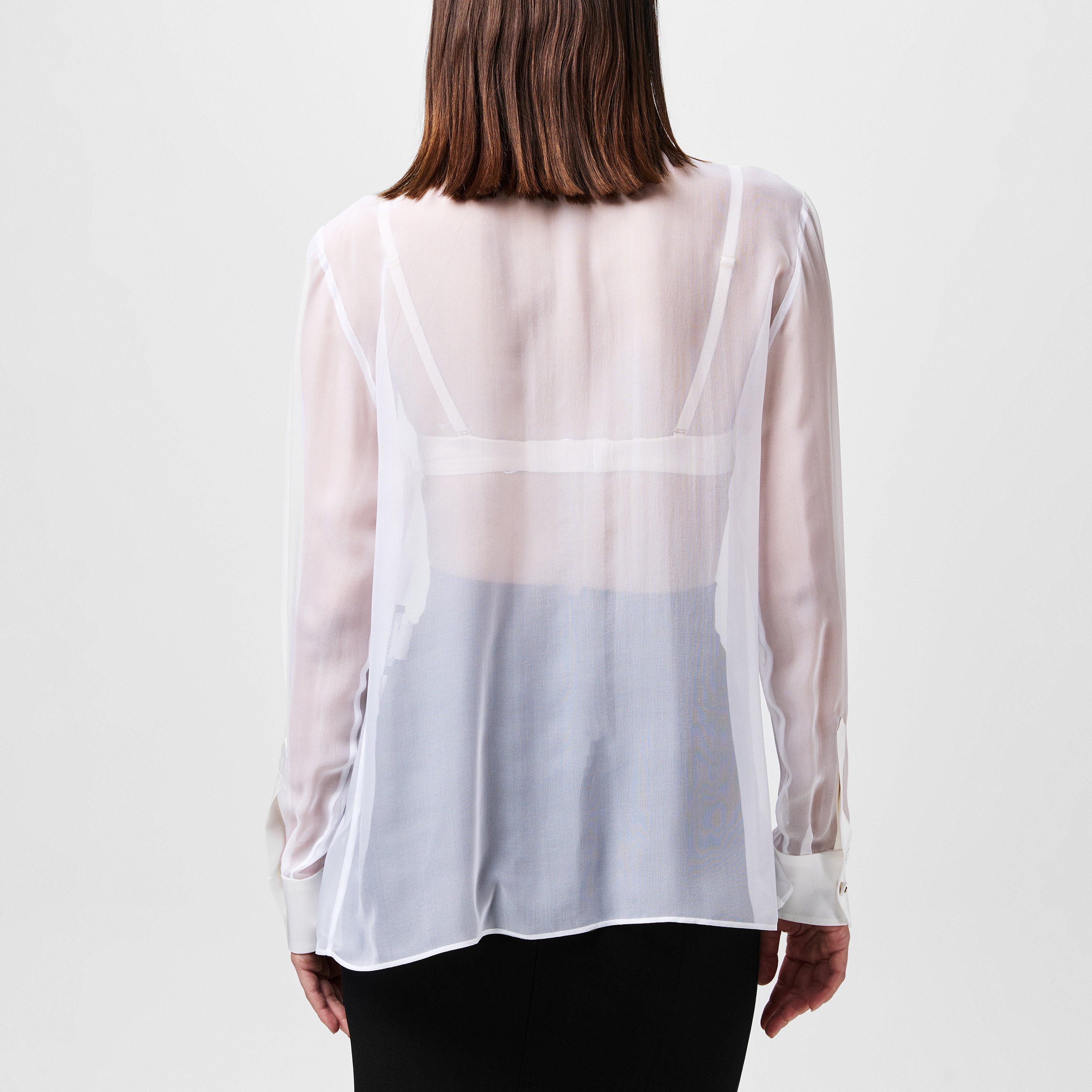 Bianco - Dolce and Gabbana - Sheer Bow Blouse - 3