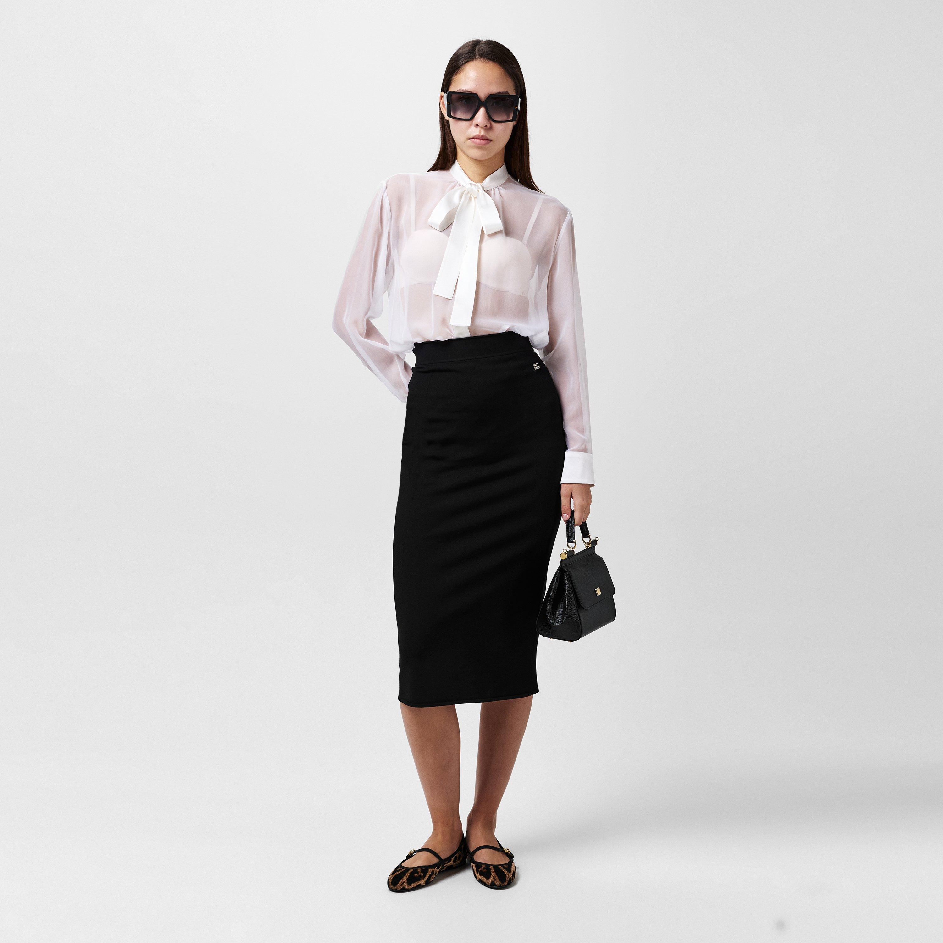 Bianco - Dolce and Gabbana - Sheer Bow Blouse - 4