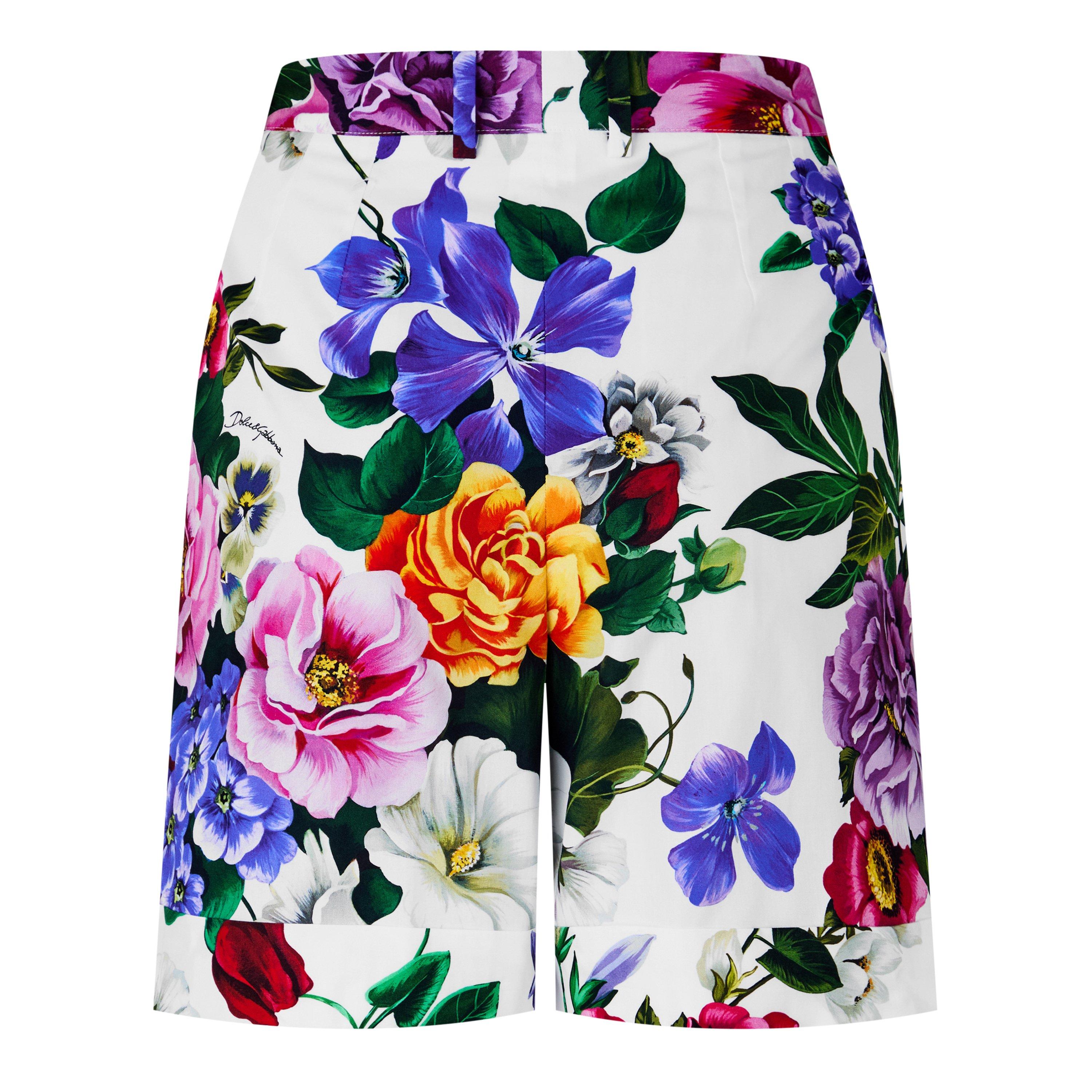 Fiori - Dolce and Gabbana - Women's Floral Cotton Tailored Shorts - 2