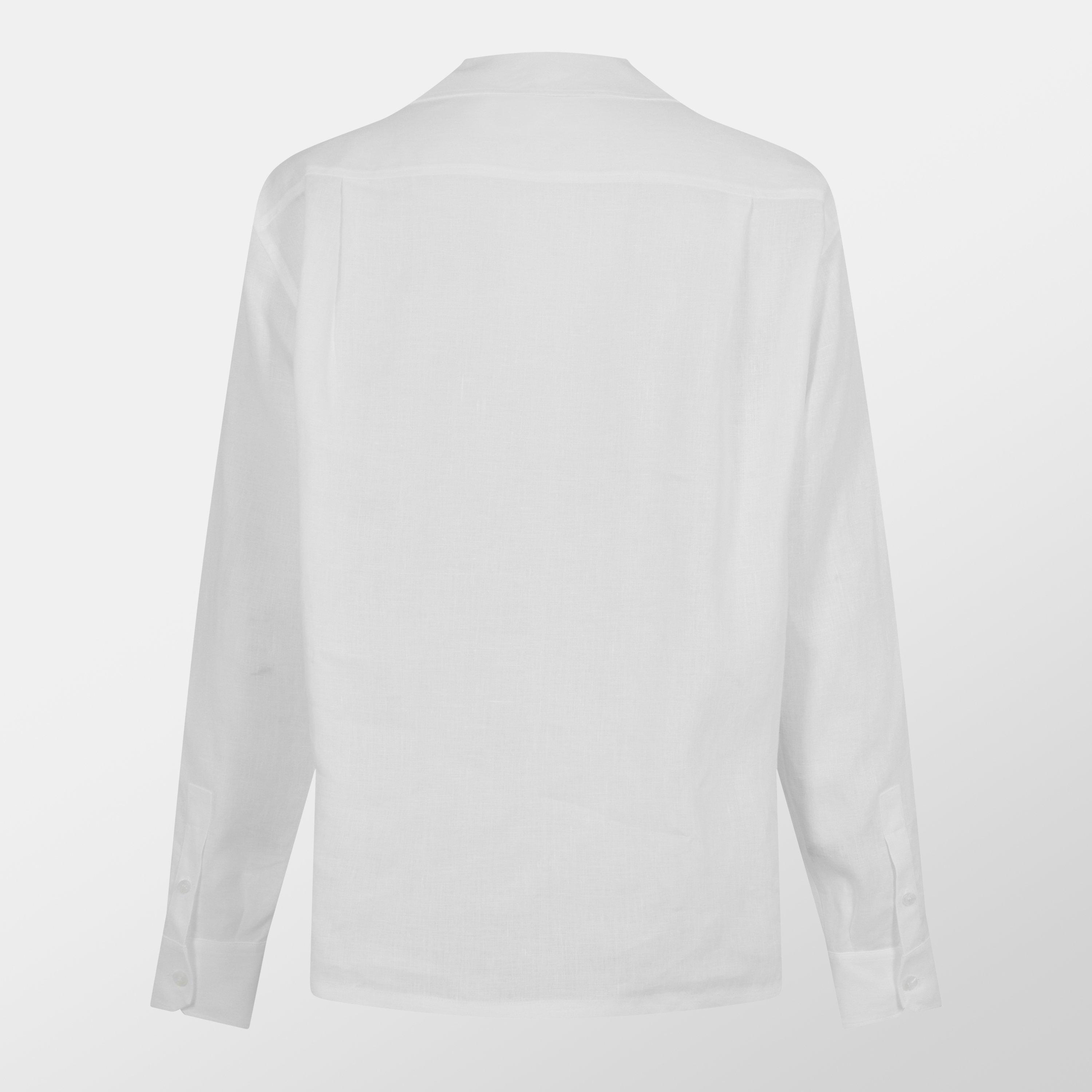 White - Dolce and Gabbana - Long Sleeve Linen Shirt - 2