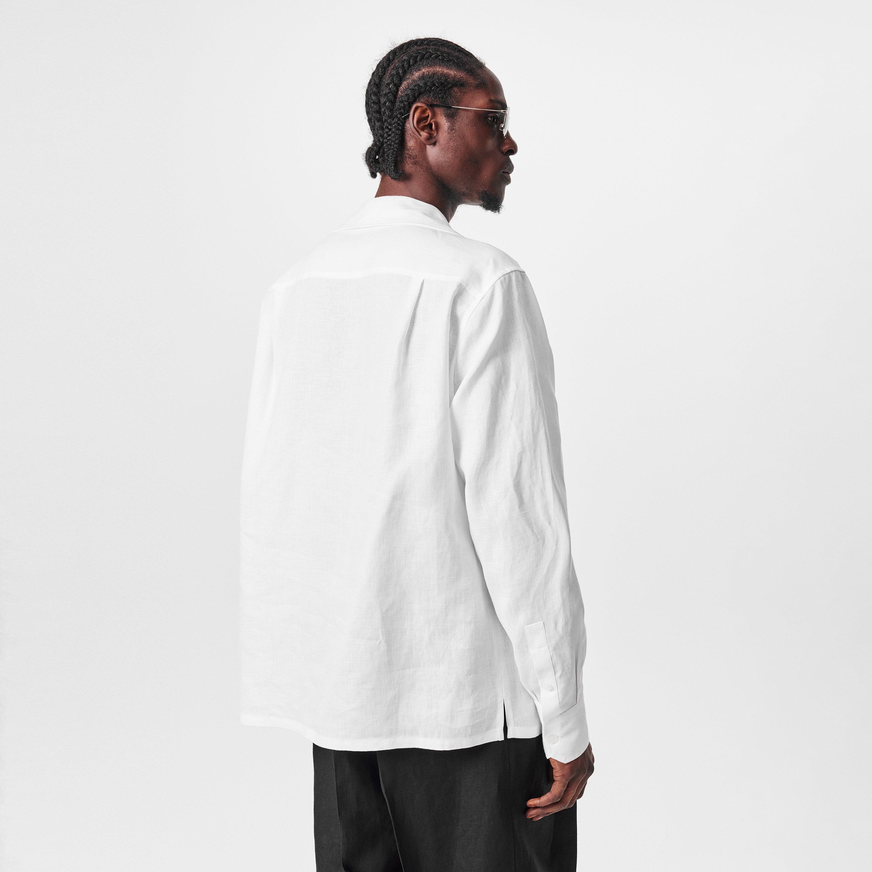 White - Dolce and Gabbana - Long Sleeve Linen Shirt - 4