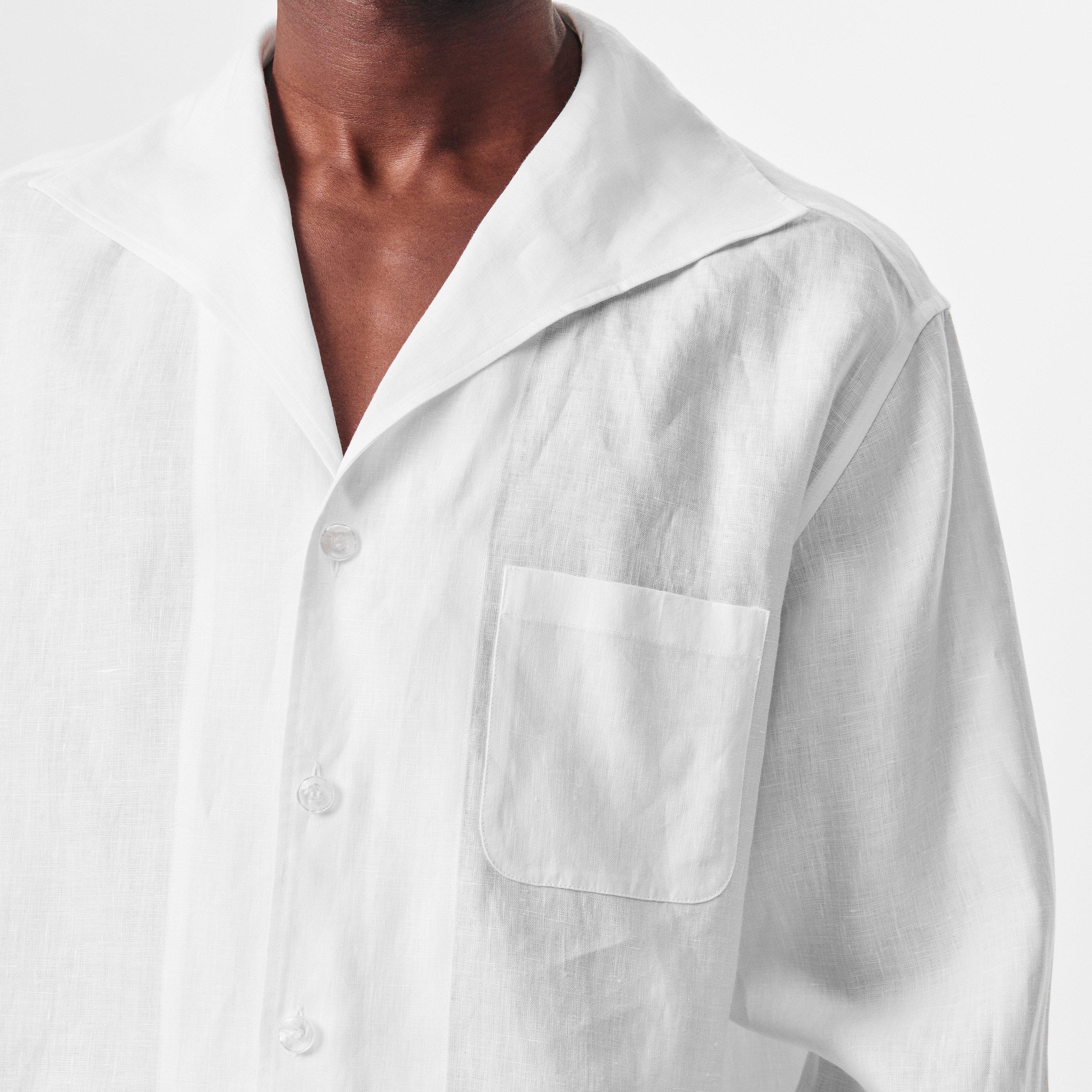 White - Dolce and Gabbana - Long Sleeve Linen Shirt - 5