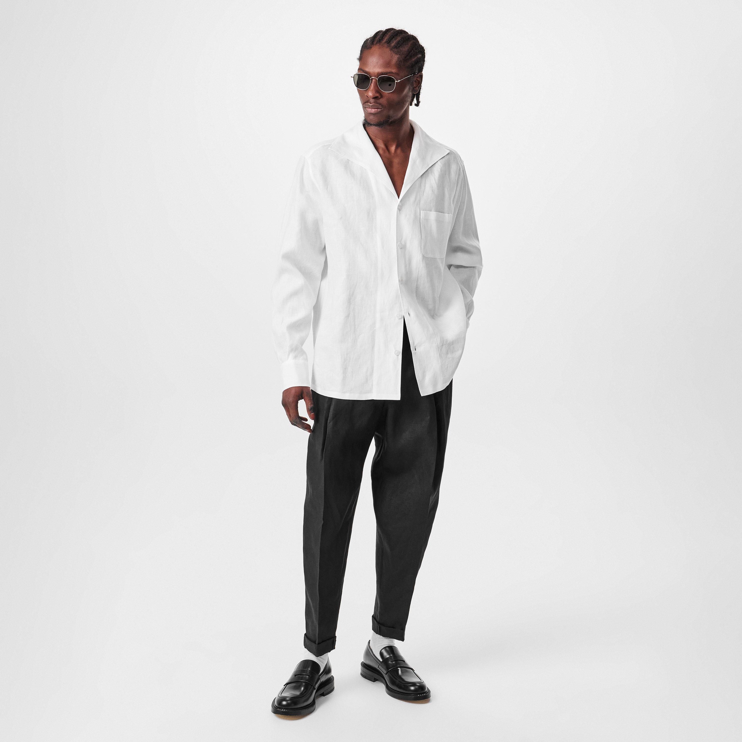 White - Dolce and Gabbana - Long Sleeve Linen Shirt - 6