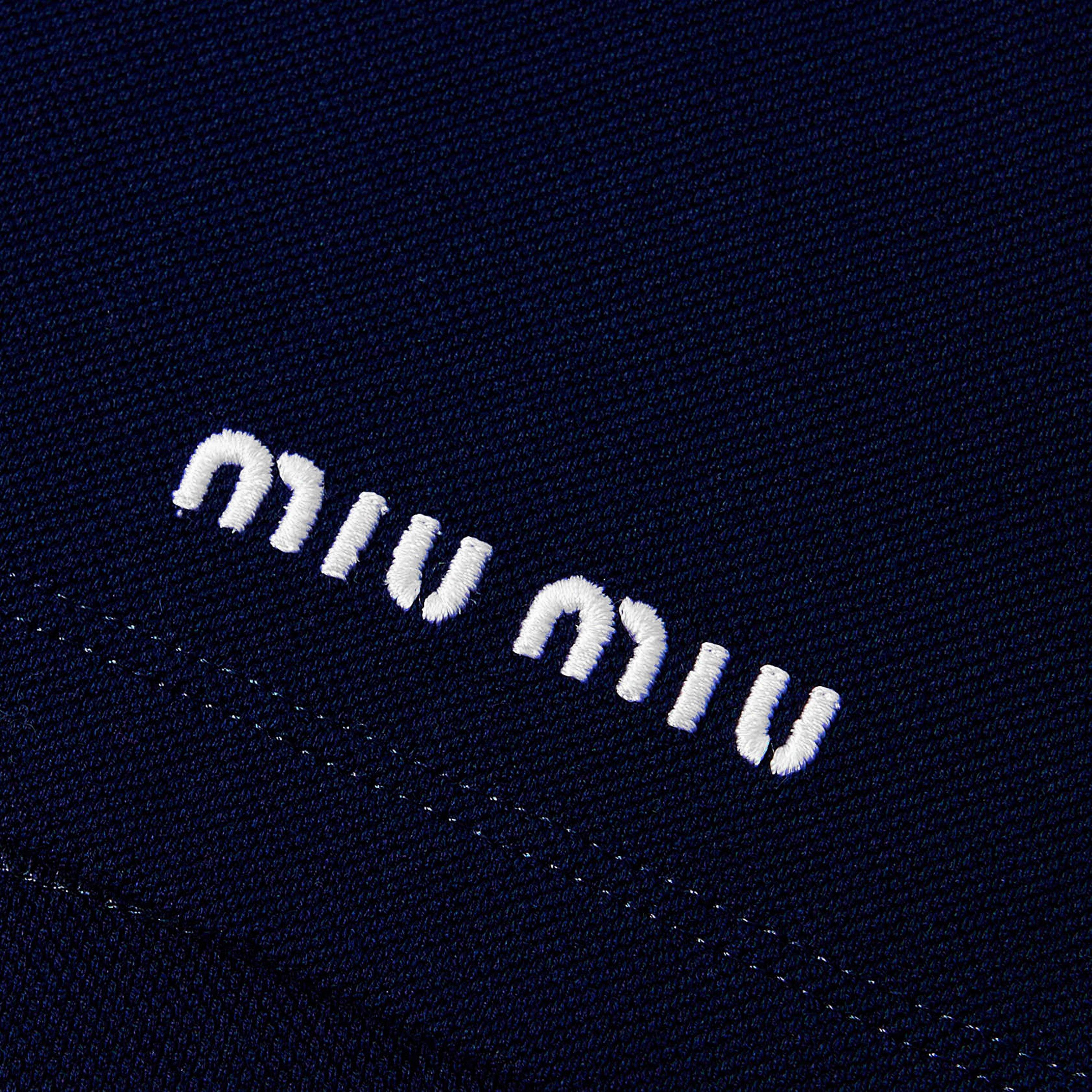 Navy - Miu Miu - Women's Soft Fleece Jogger Shorts - 3