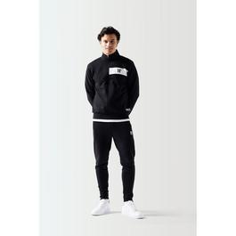 11 Degrees Colour Block Full Zip Sweat Top - Black / White
