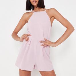 Missguided Cami Racer Neck Pleated Playsuit