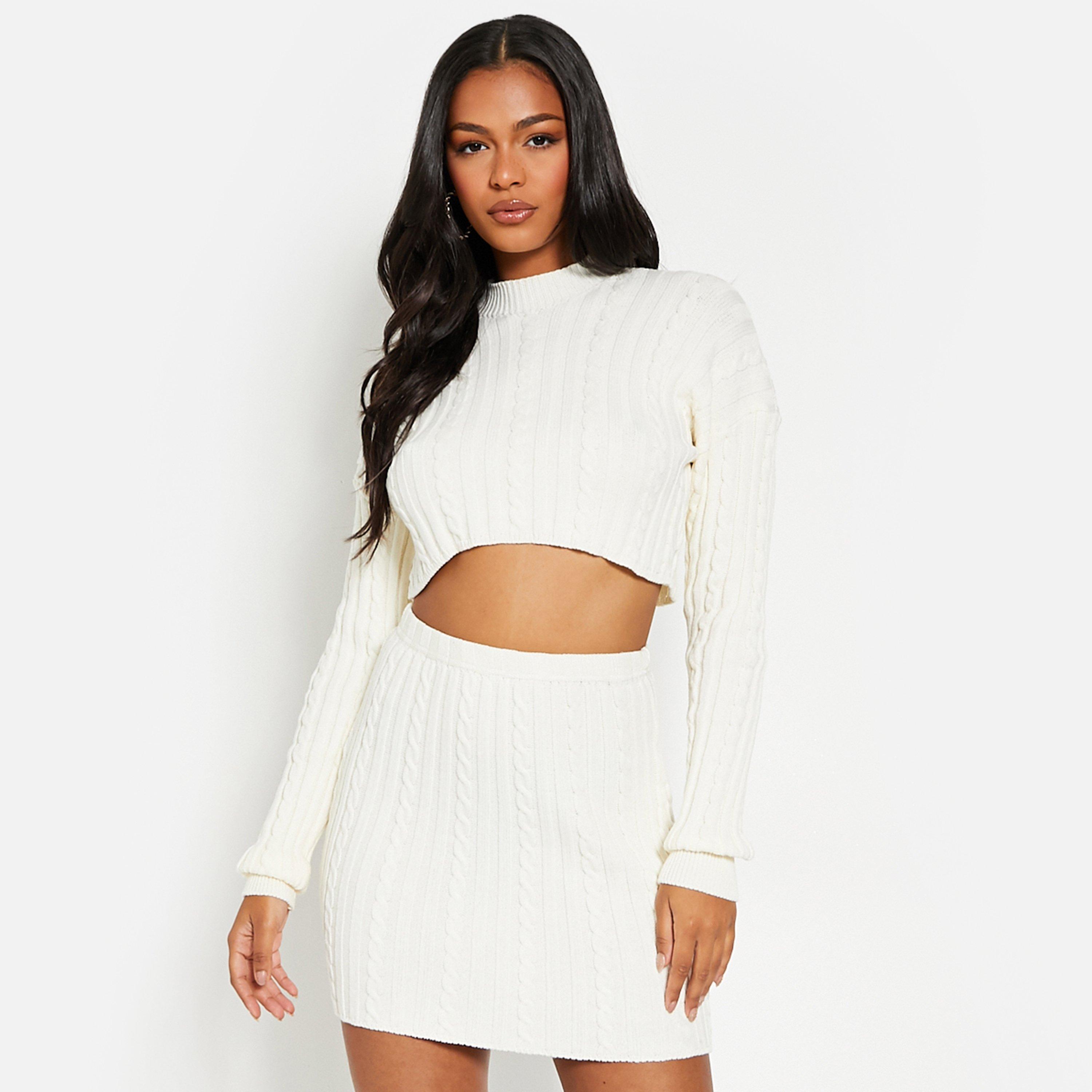 Cream - I Saw It First - ISAWITFIRST Cable Knit Mini Skirt - 4