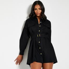 I Saw It First ISAWITFIRST Drop Shoulder Belted Oversized Shirt Dress