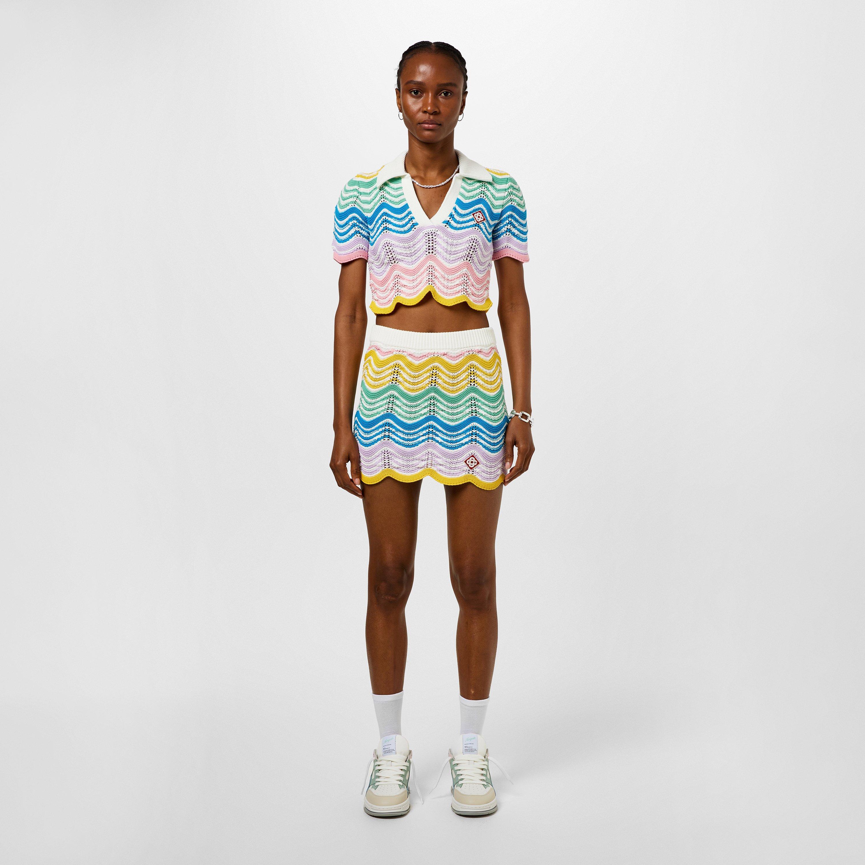 Gradient Wave - Casablanca - Women's Wave Crochet Mini Skirt - 4