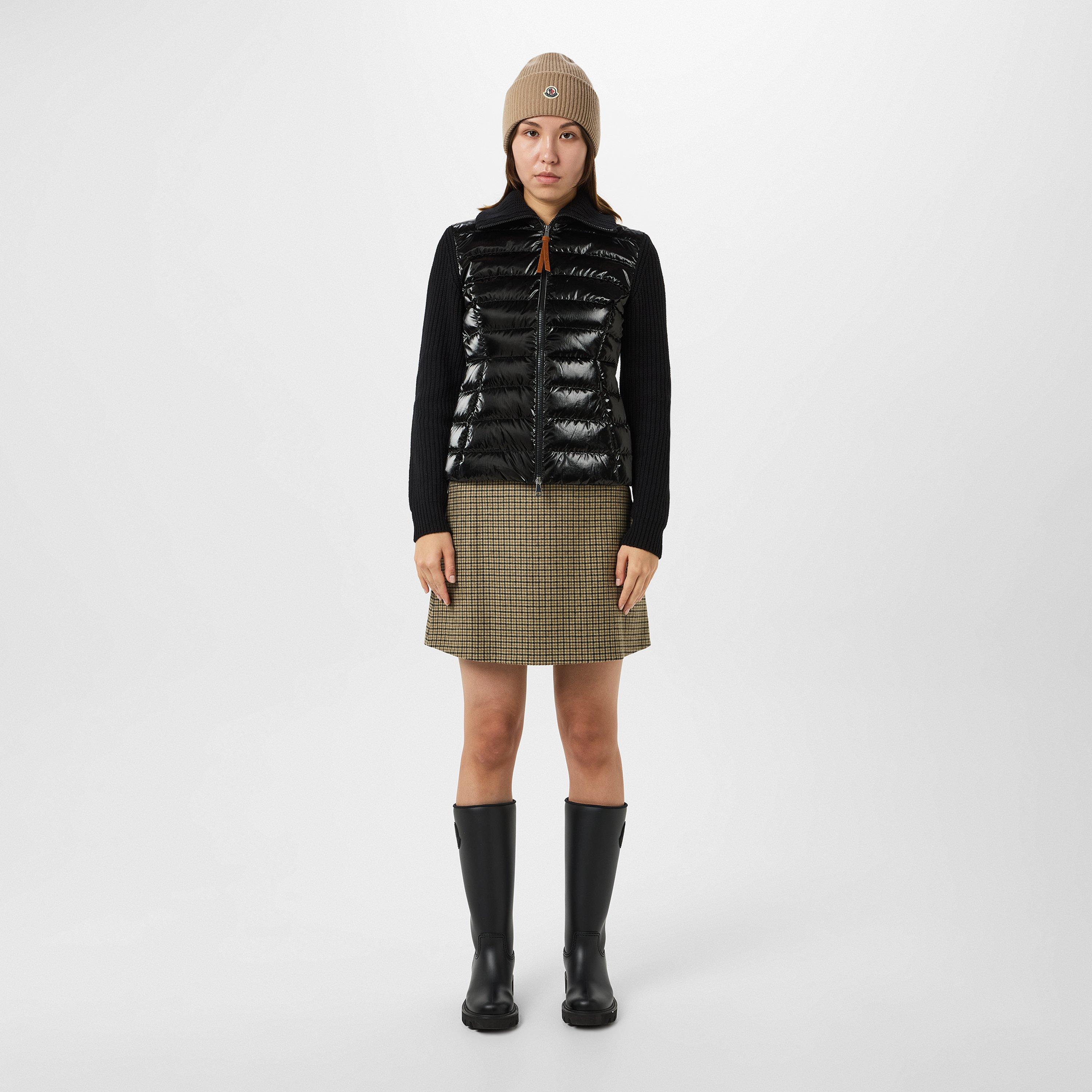 Beige F22 - Moncler - Check Wool Blend Miniskirt - 4