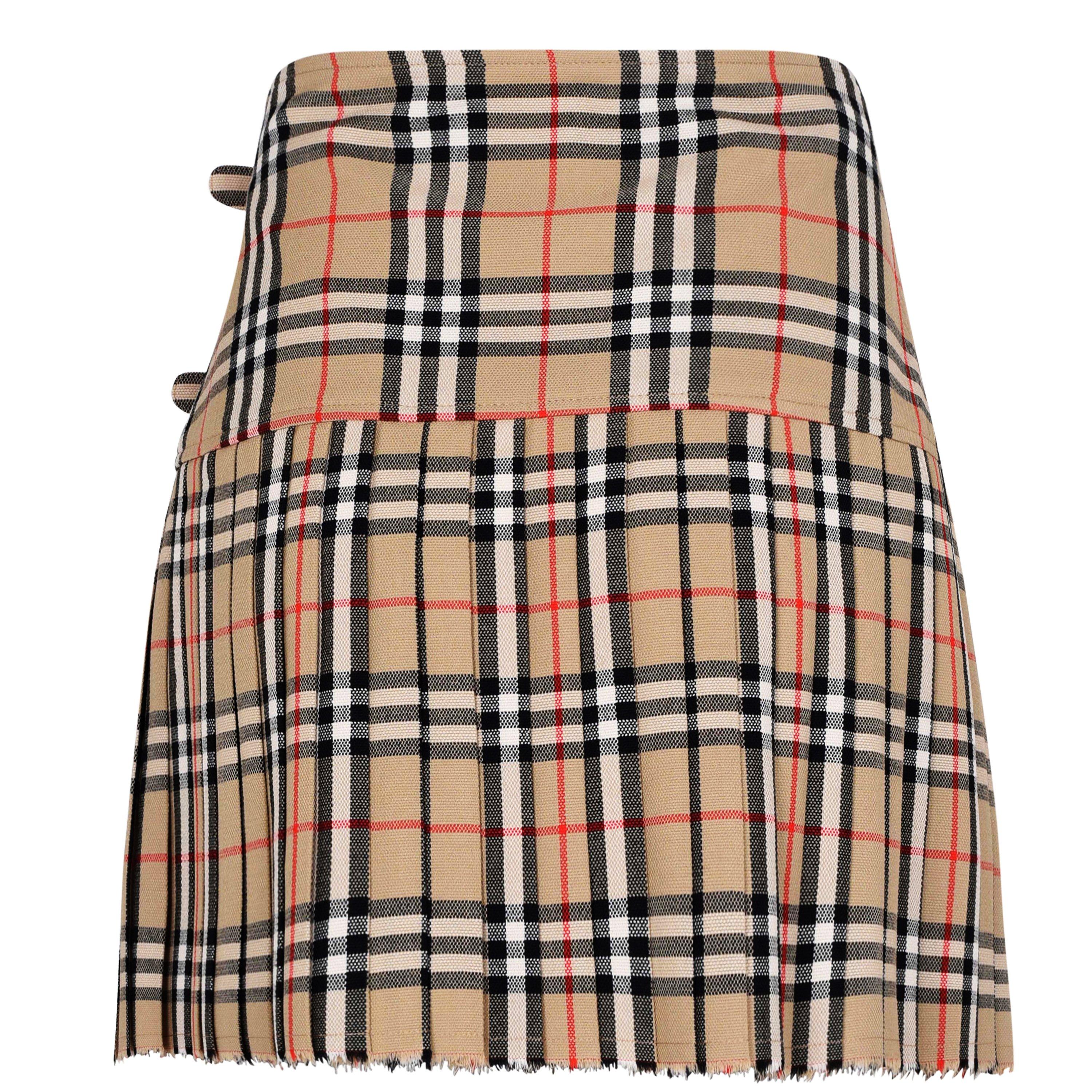 Arc Beige A7028 - Burberry - Women's Check Wool Zoe Mini Skirt - 2