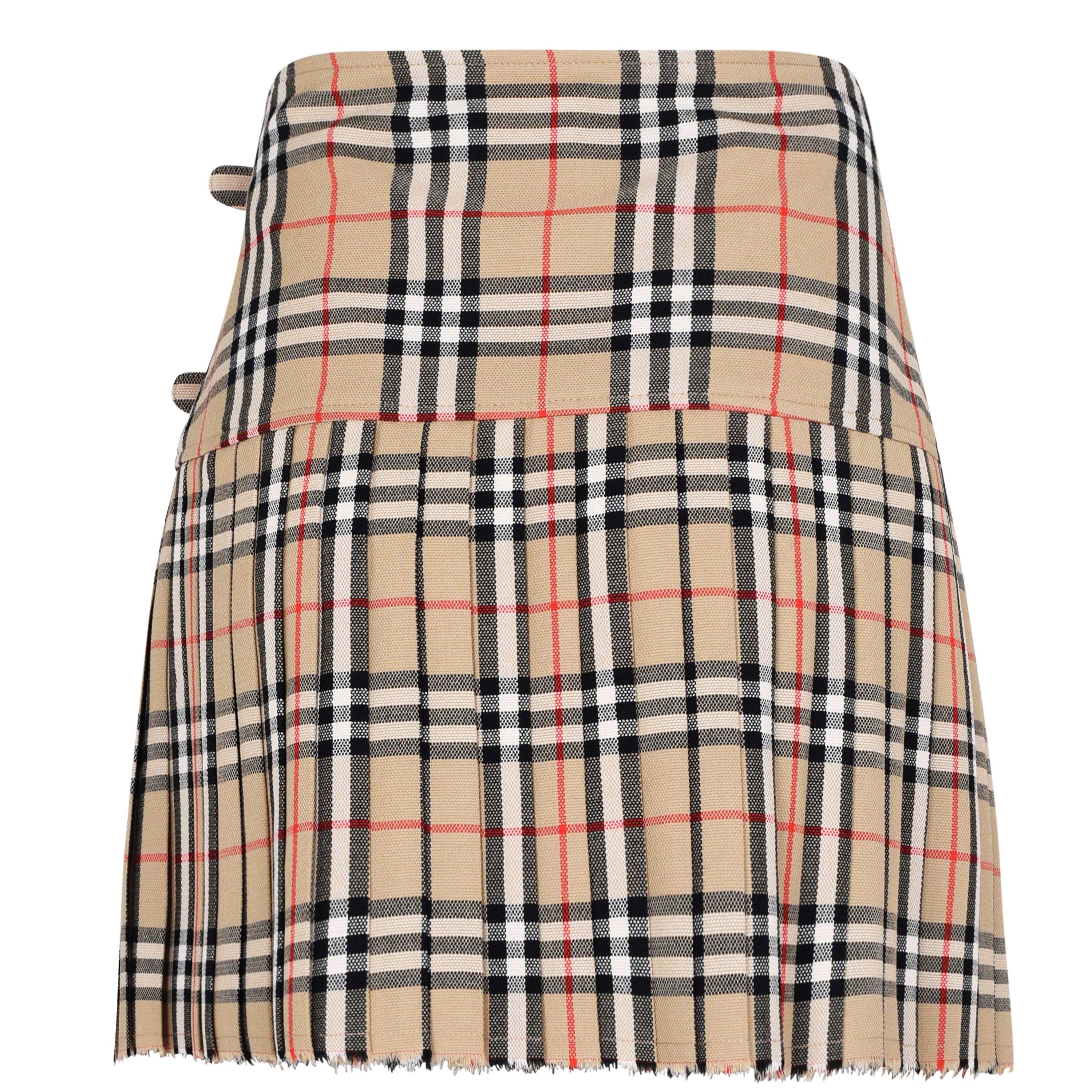 Arc Beige A7028 - Burberry - Women's Check Wool Zoe Mini Skirt - 8