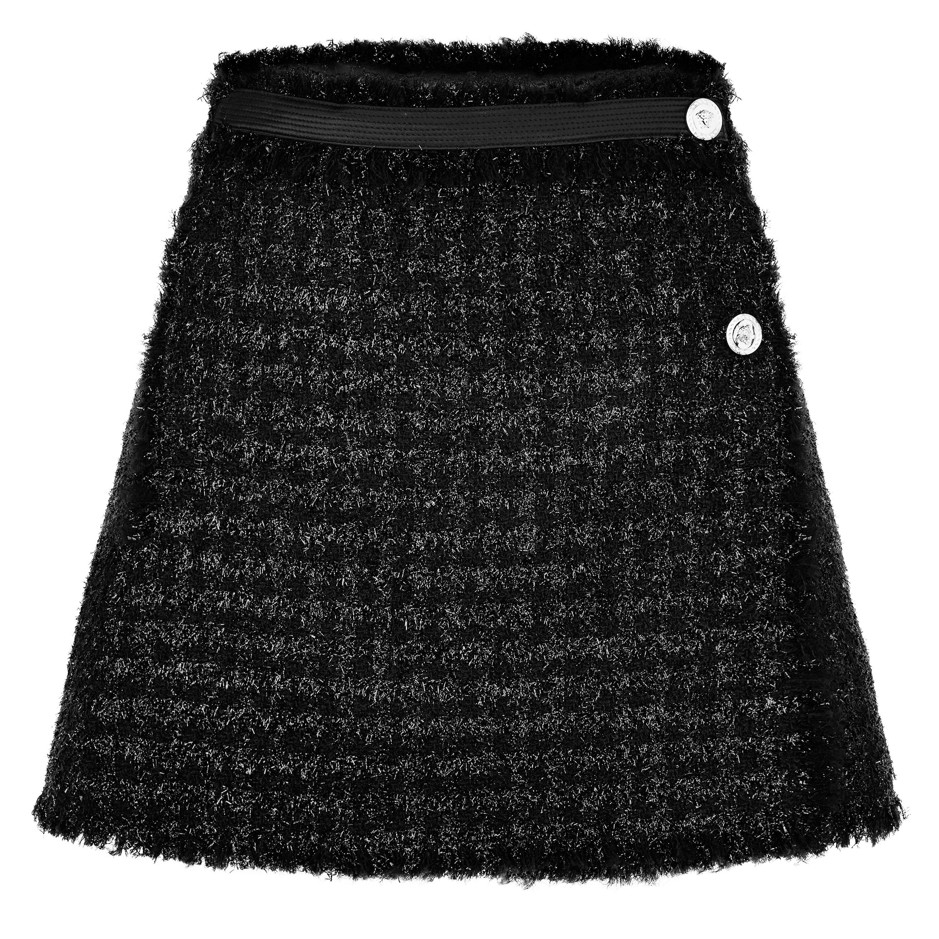 【関税&送料込】Versace Light-Blue Boucle Mini Skirt Versace Chic Boucle Loop Mini Skirt In Light Blue | ModeSens