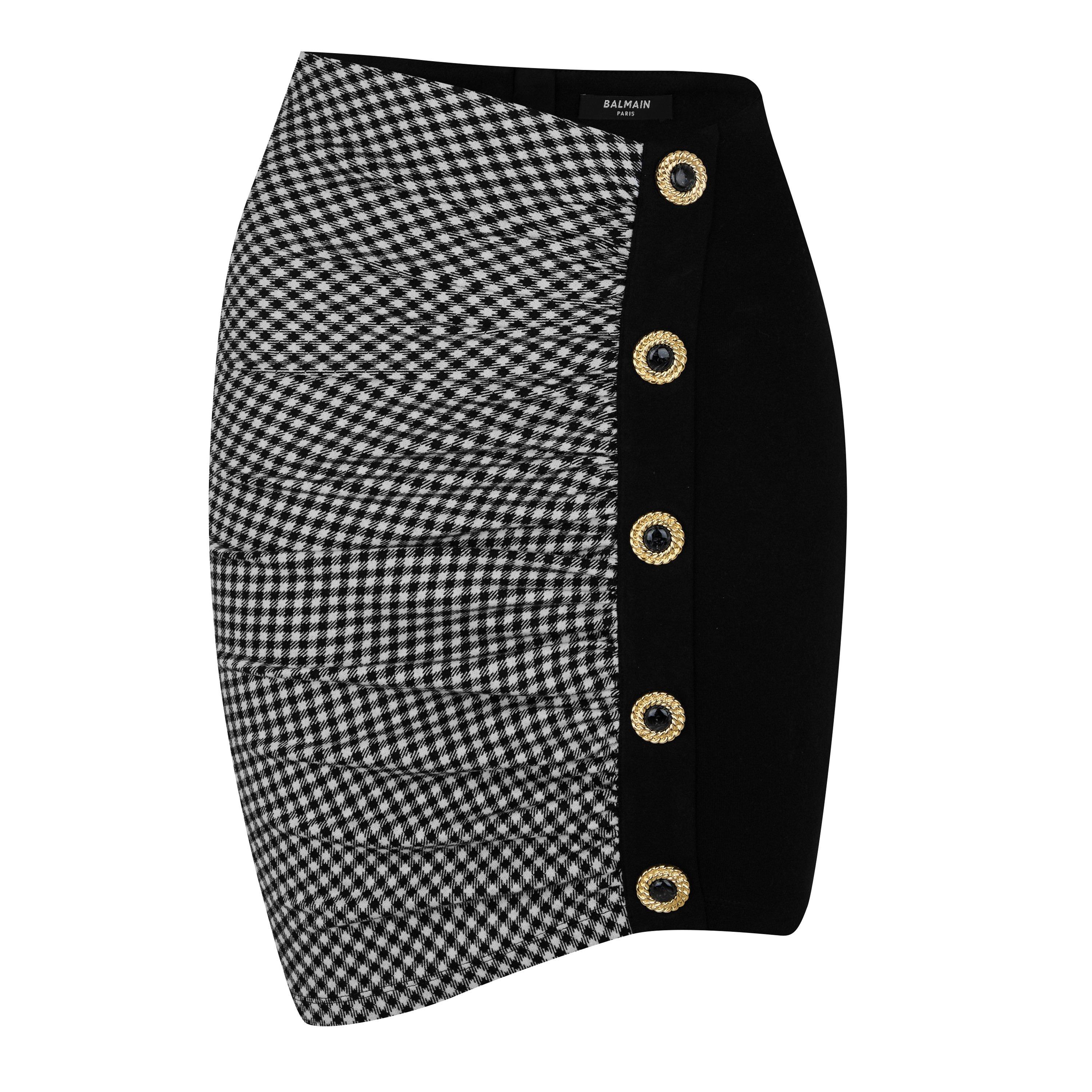 NOIR/BLANC - Balmain - Ruched Crosshatch Midi Skirt - 6