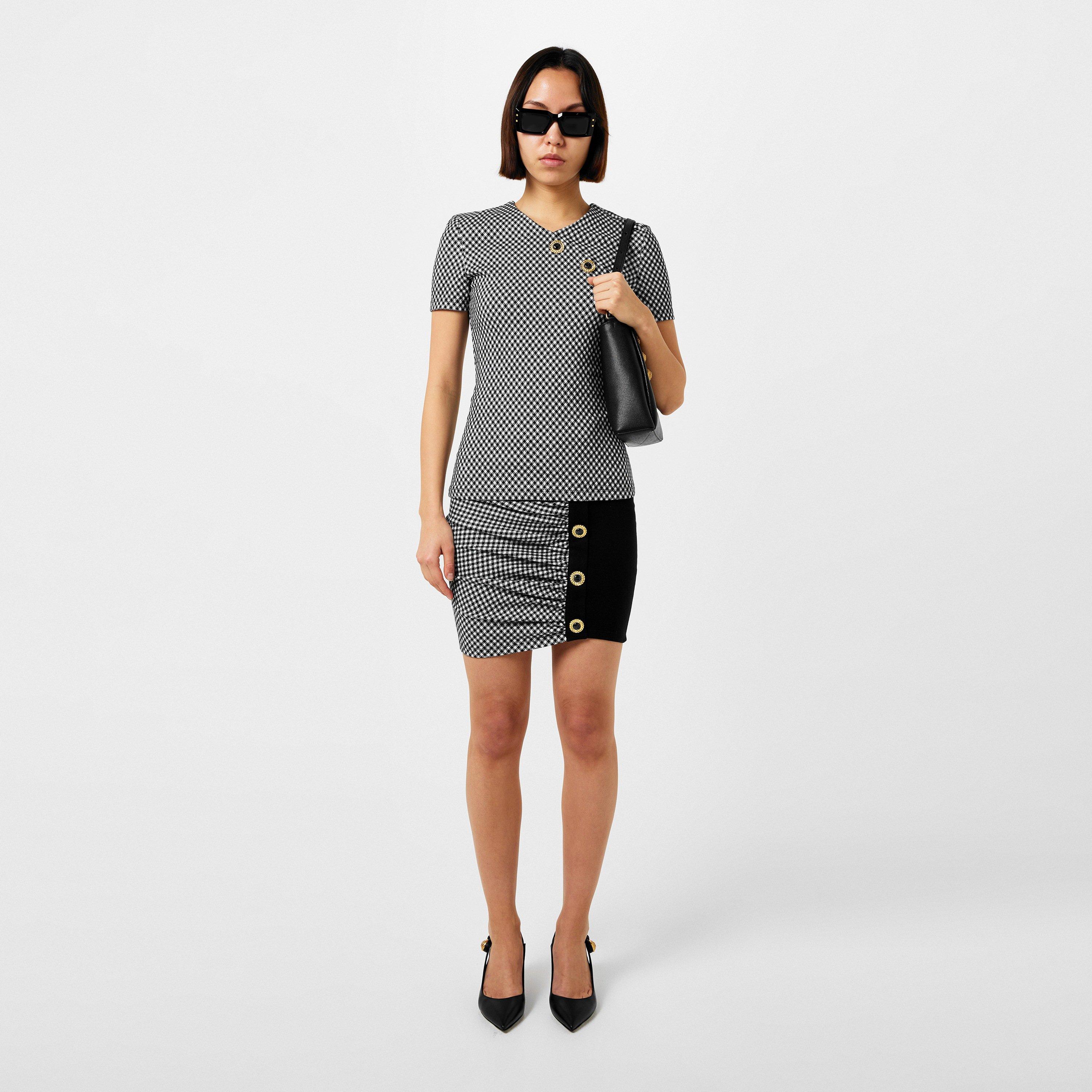 NOIR/BLANC - Balmain - Ruched Crosshatch Midi Skirt - 4