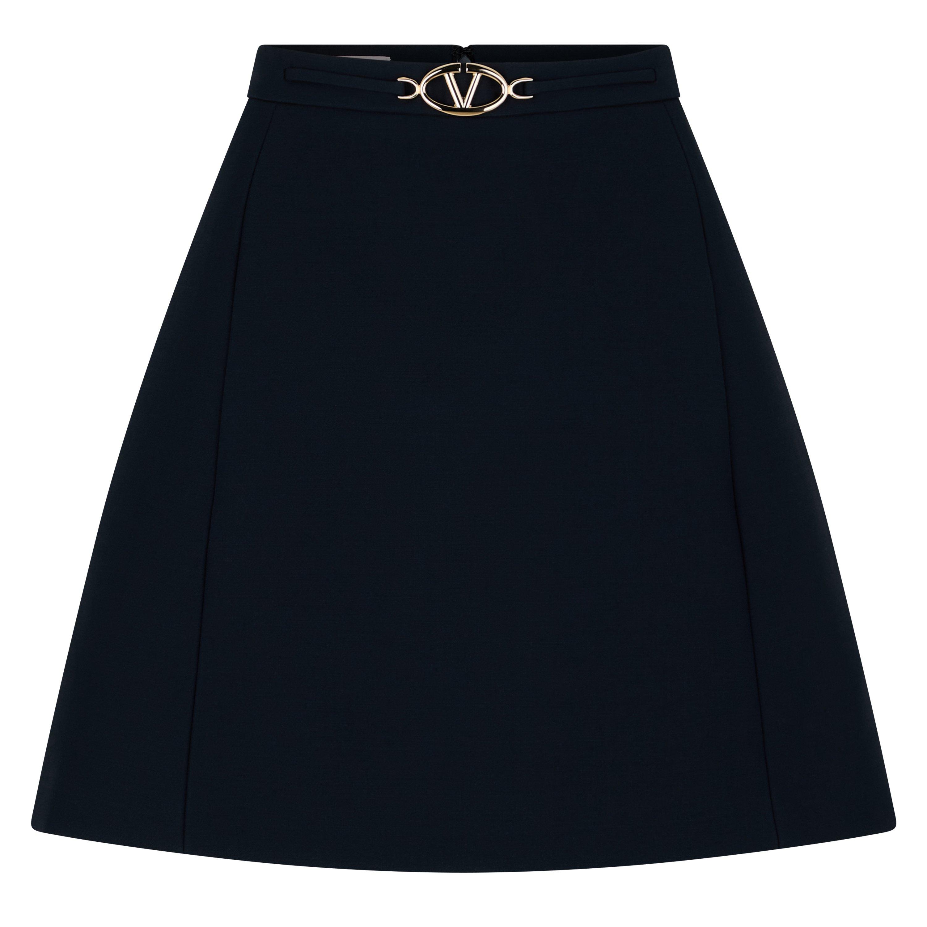 Navy - Valentino - Vlogo A-Line Mini Skirt - 5