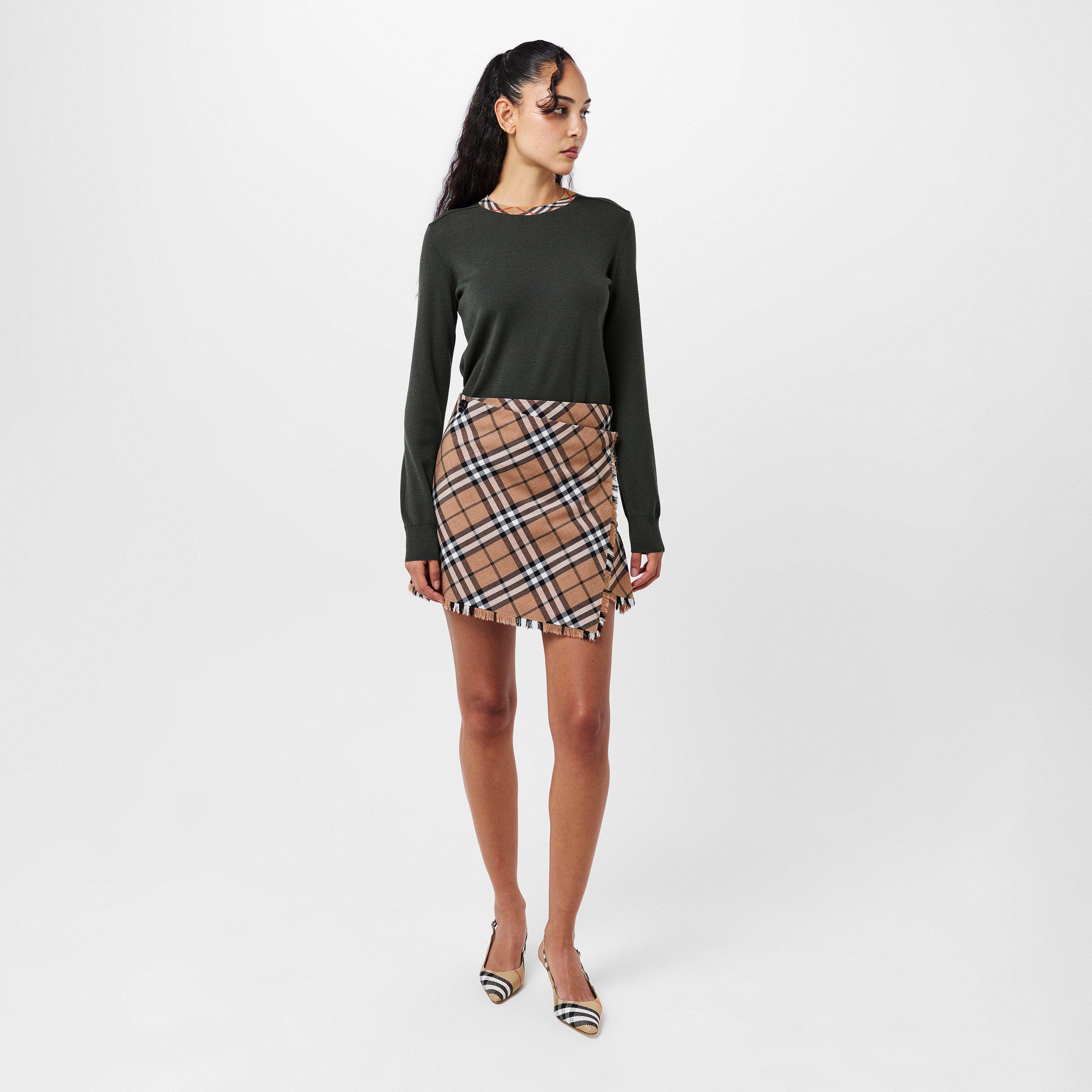 Linden - Burberry - Check Wool Blend Mini Kilt - 6