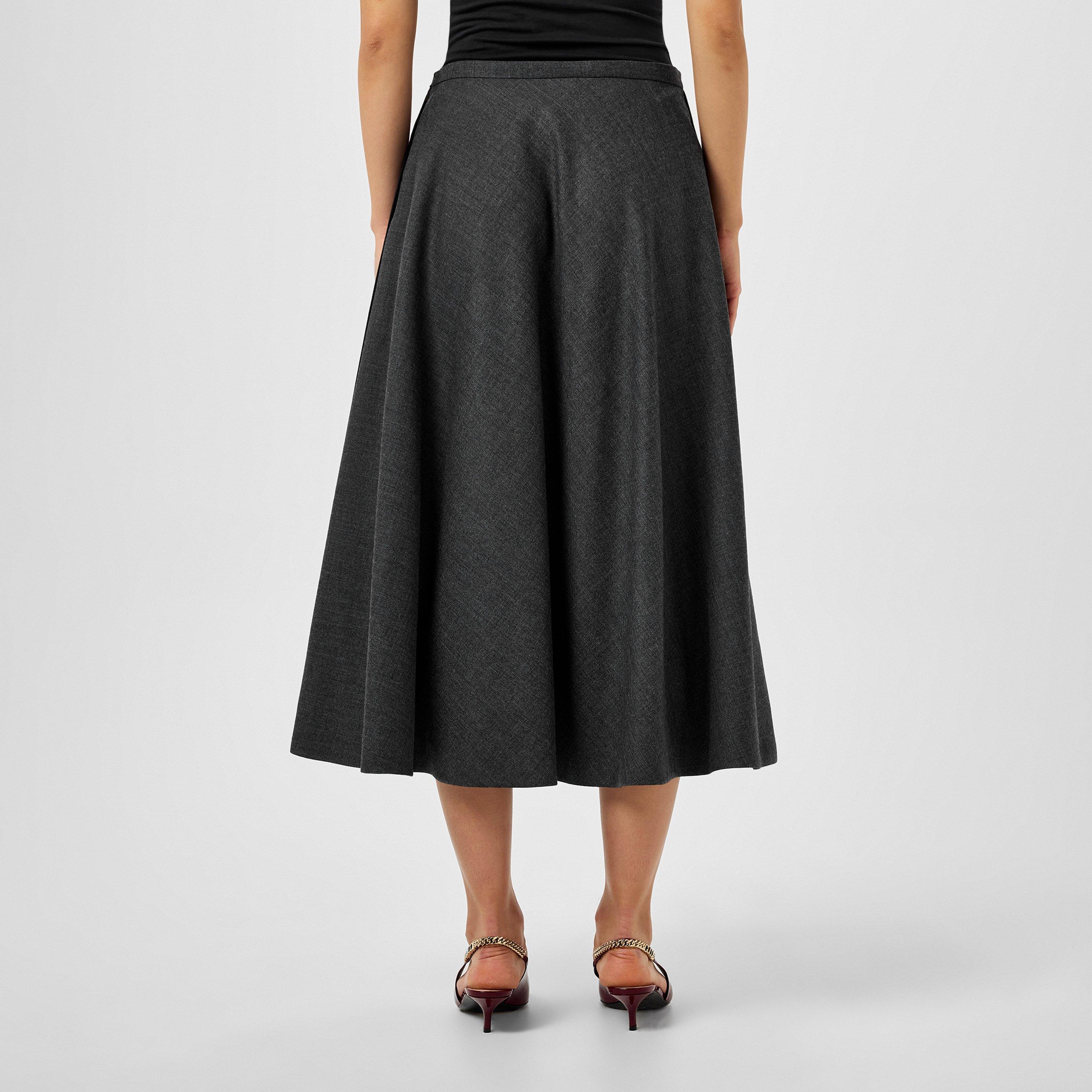 Medium Grey/Mix - Gucci - Women's Plain Wool Midi Skirt - 4