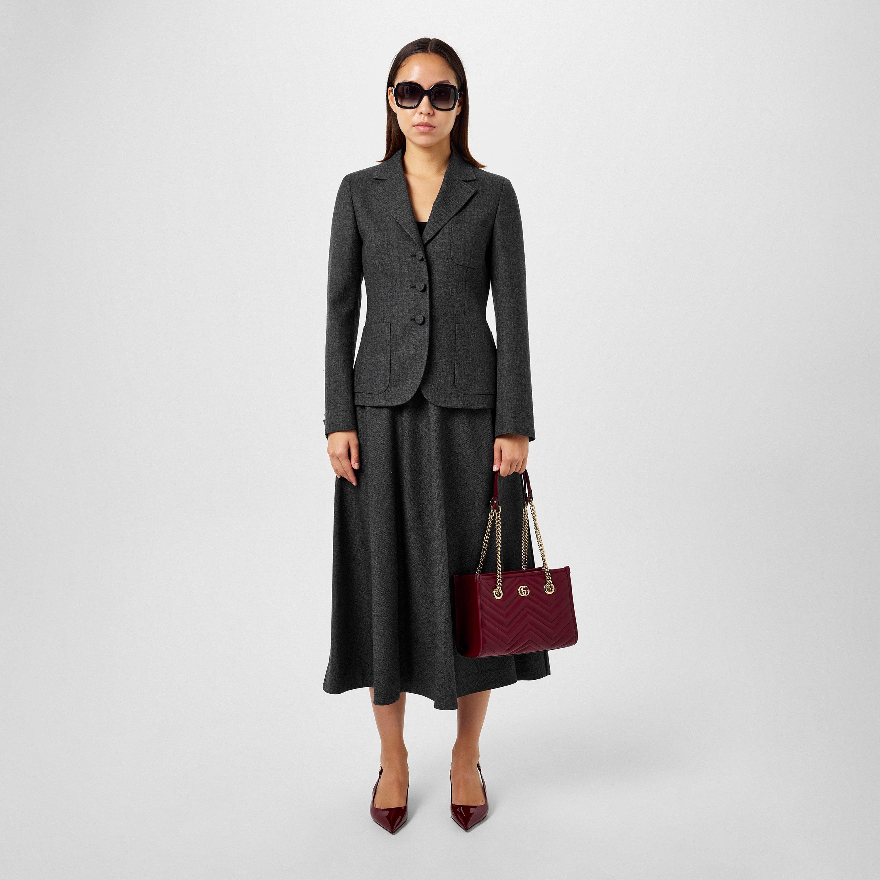 Medium Grey/Mix - Gucci - Women's Plain Wool Midi Skirt - 6