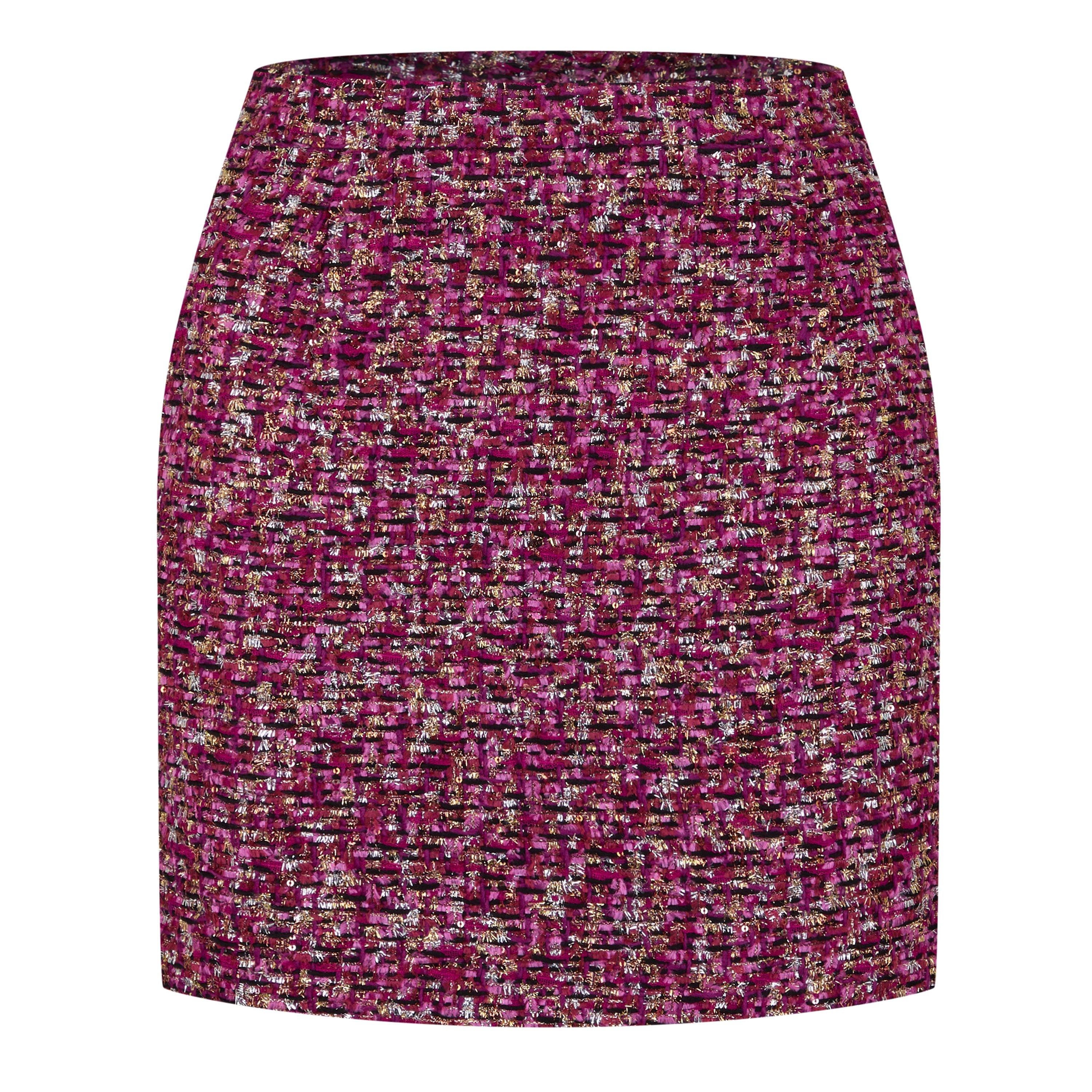Purple/Black - Alessandra Rich - Sequin Tweed Mini Skirt - 5