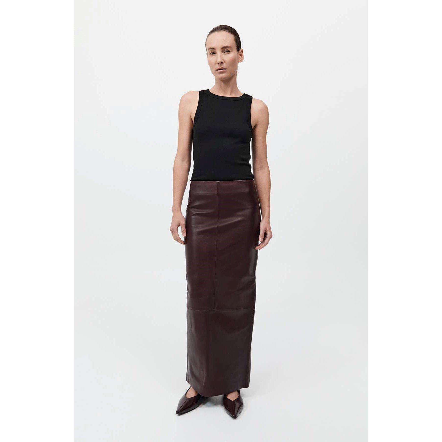 Bordeaux - St. Agni - Leather Column Skirt - 2