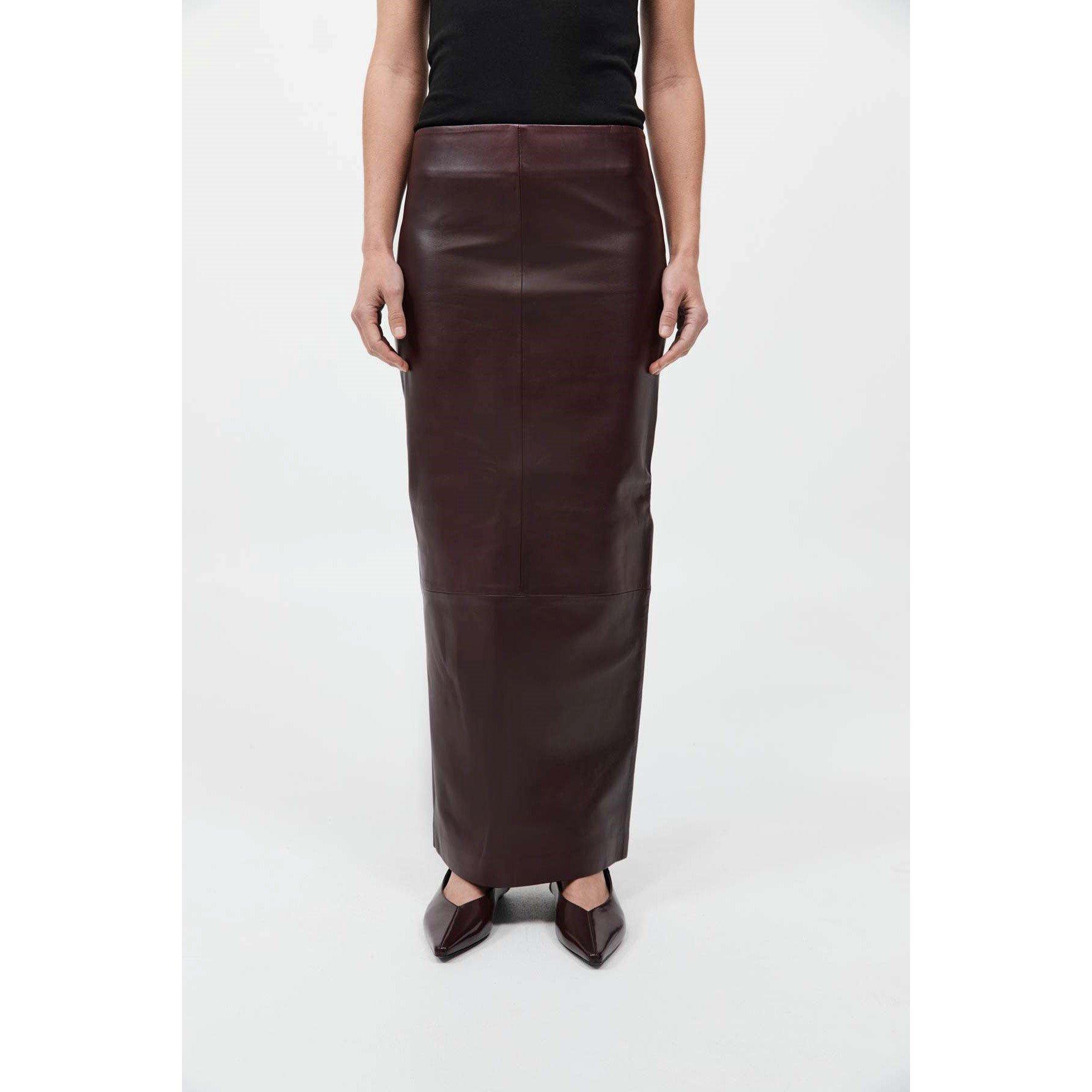 Bordeaux - St. Agni - Leather Column Skirt - 3
