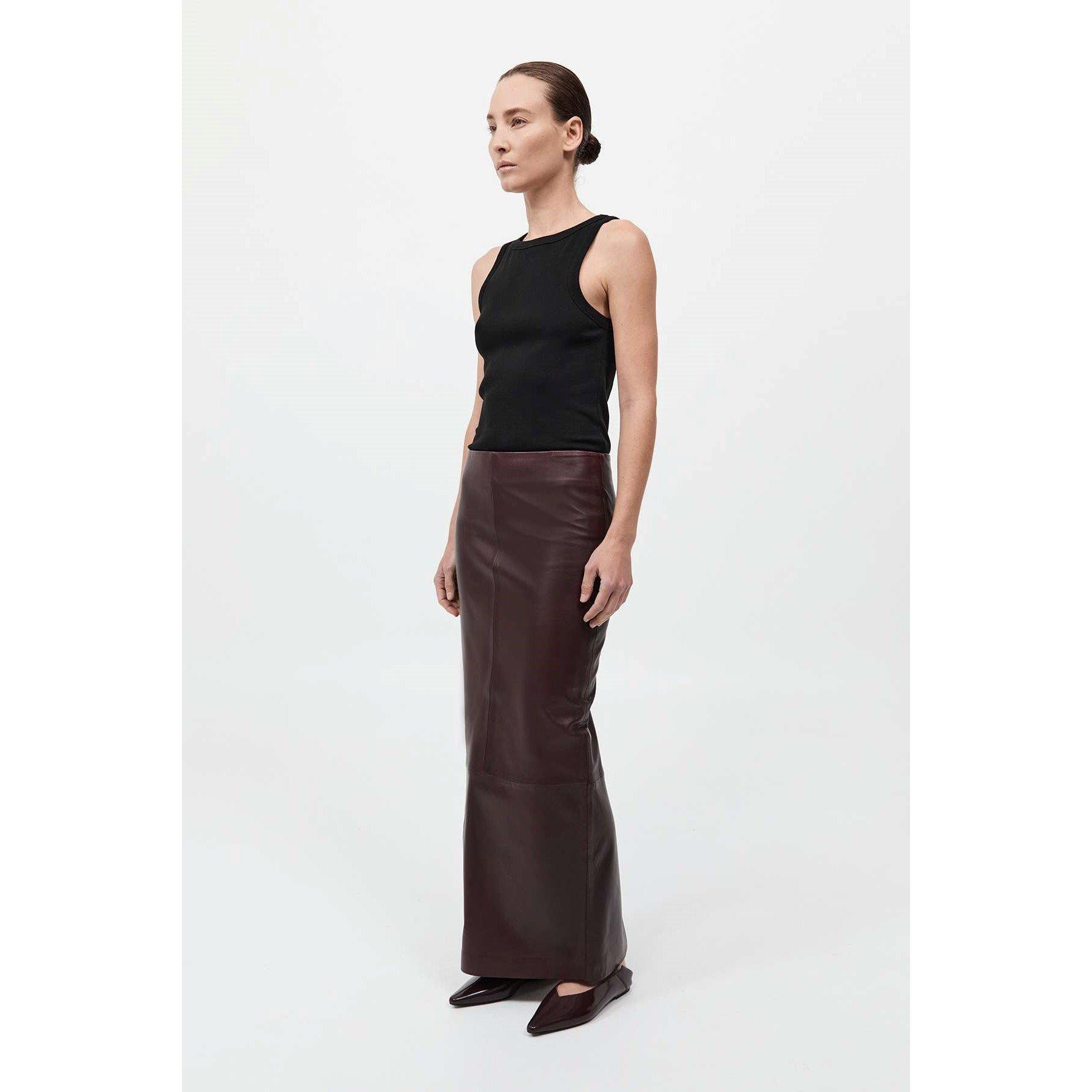Bordeaux - St. Agni - Leather Column Skirt - 4