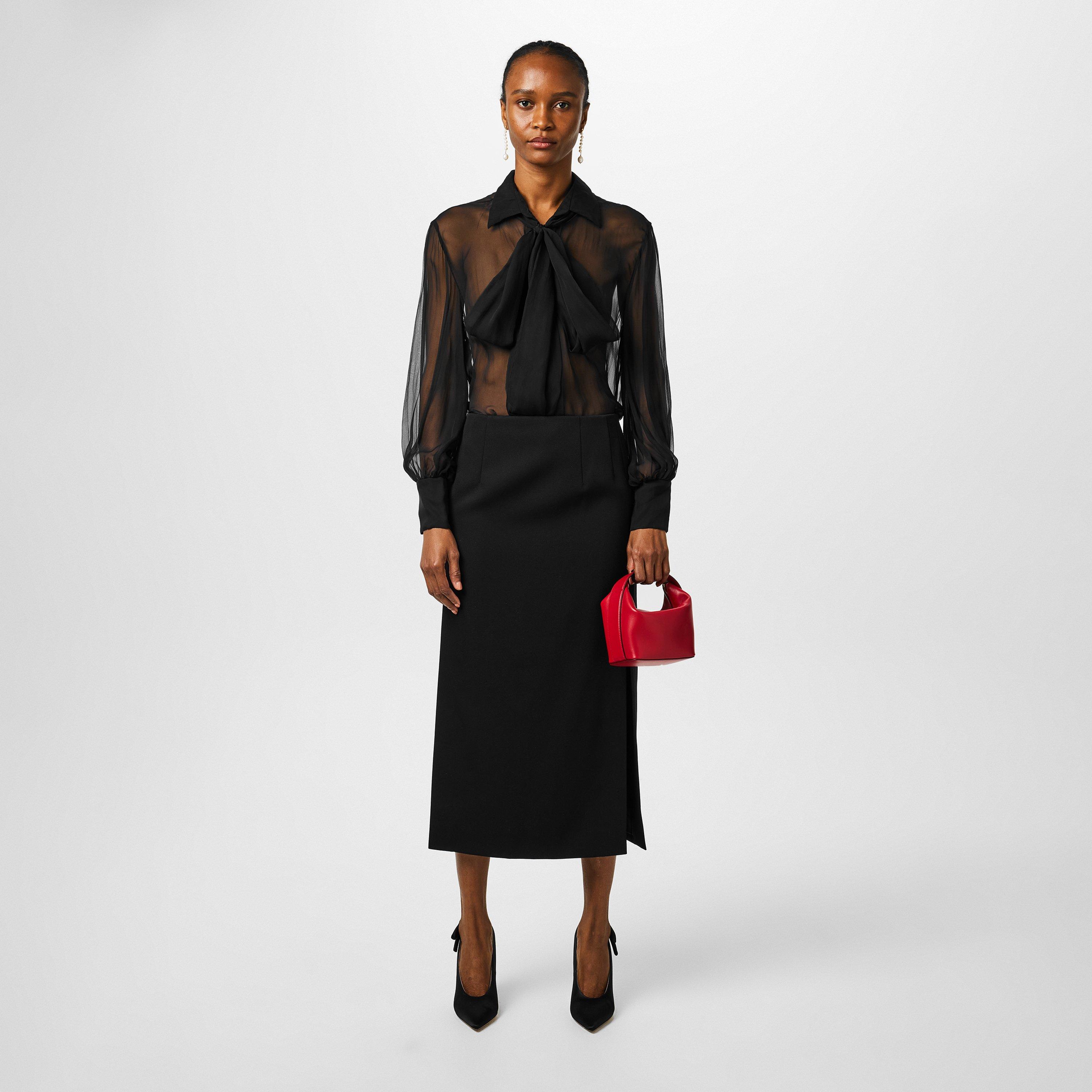 Black - Valentino - Midi Skirt - 4