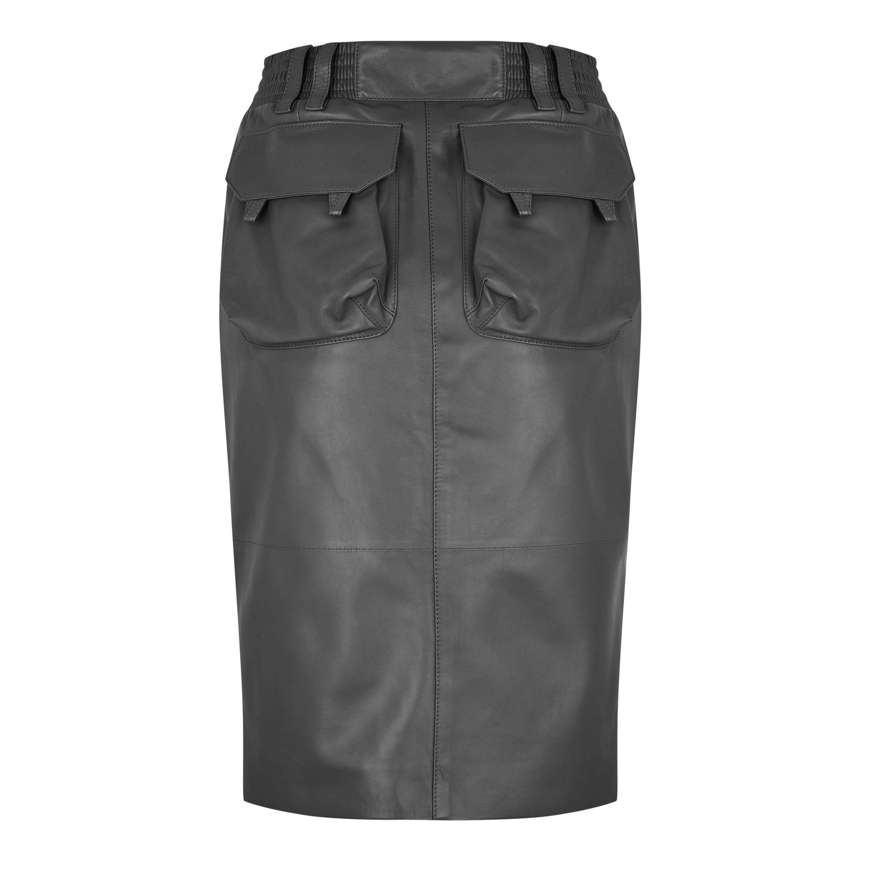 Gris Macadam - Saint Laurent - Pencil Skirt In Shiny Lambskin - 6