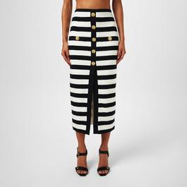 Balmain Striped Jersey Skirt