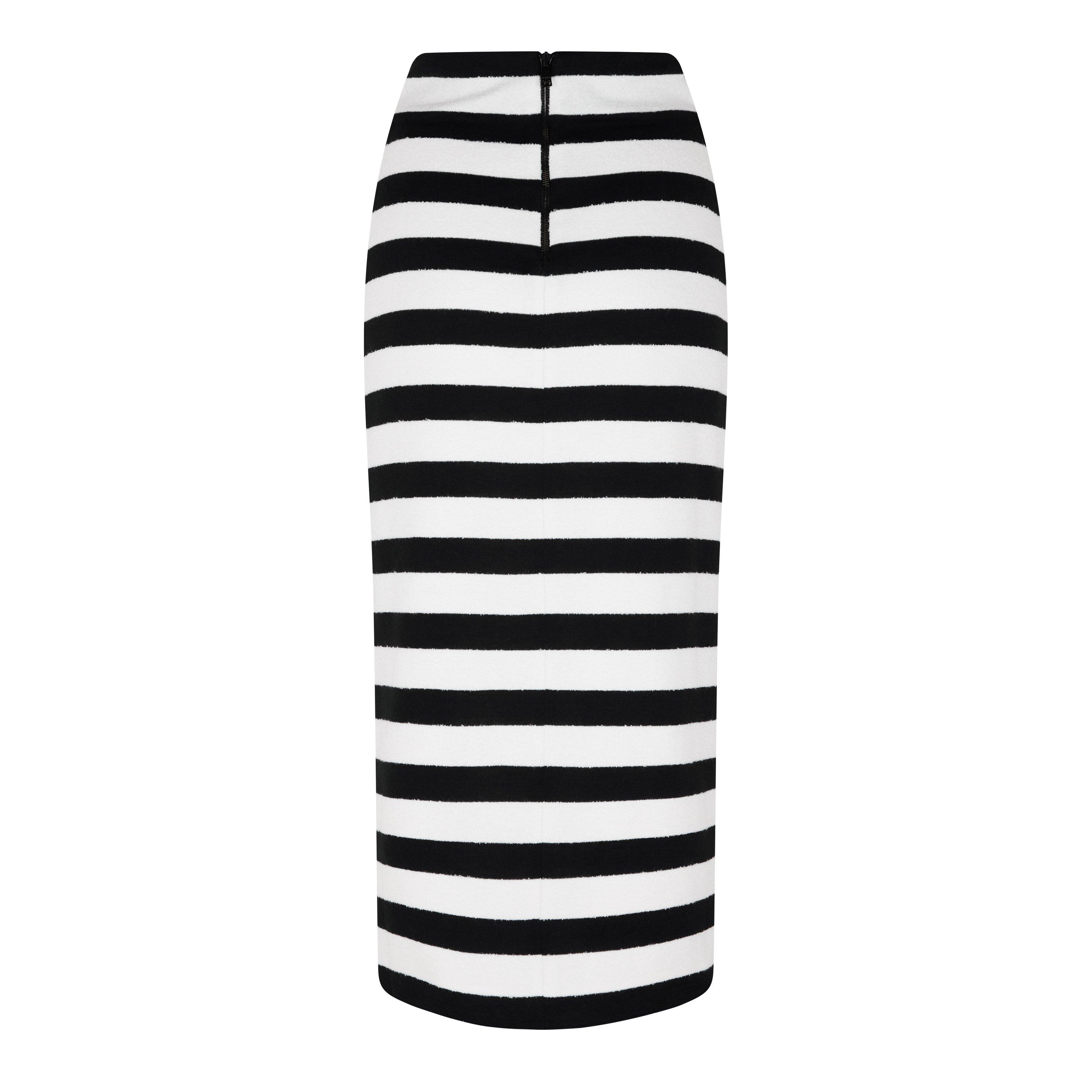 Noir/Blanc - Balmain - Striped Jersey Skirt - 6