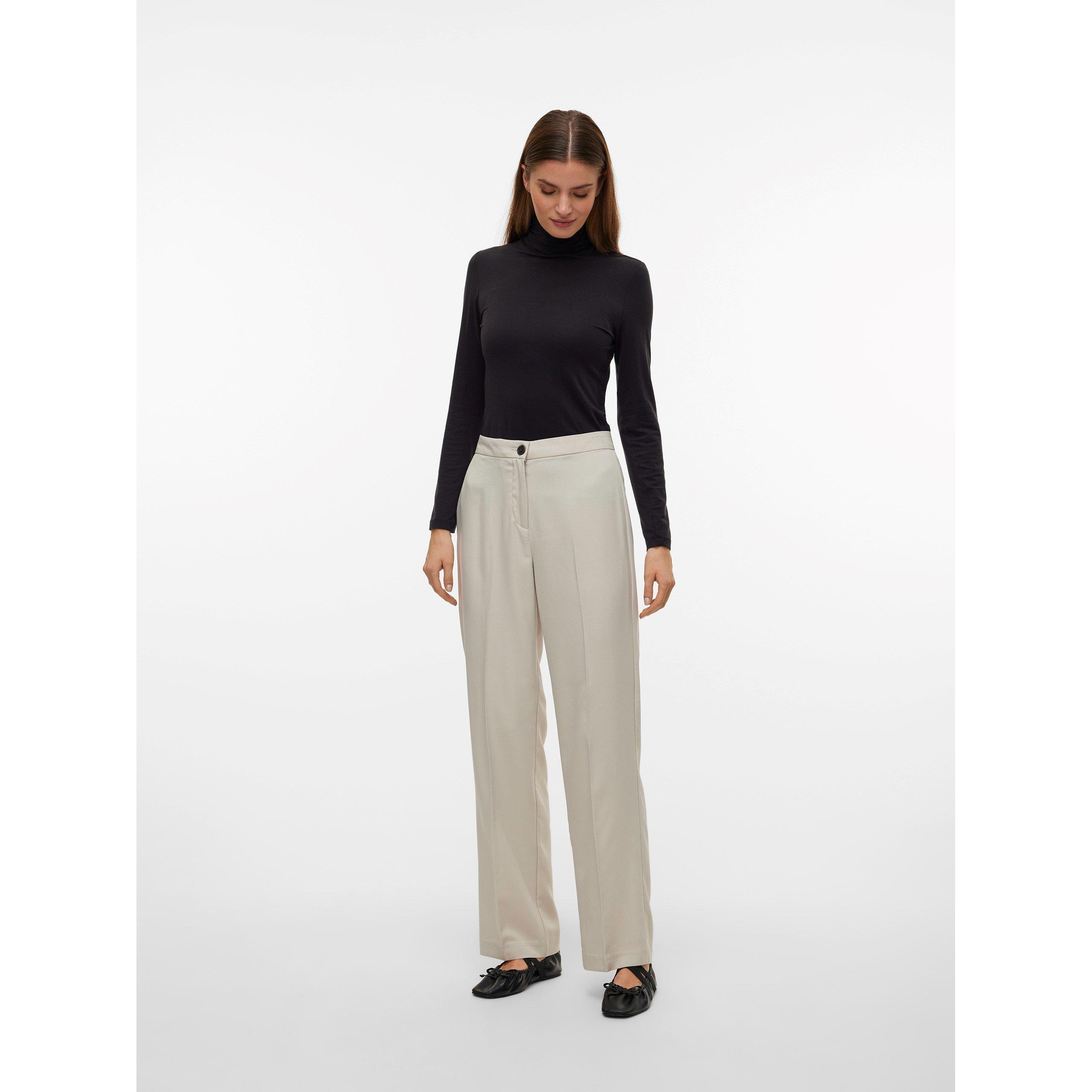 Vero Moda Women's Vmrita Mid Waist Trousers - Silver Lining - XS L34