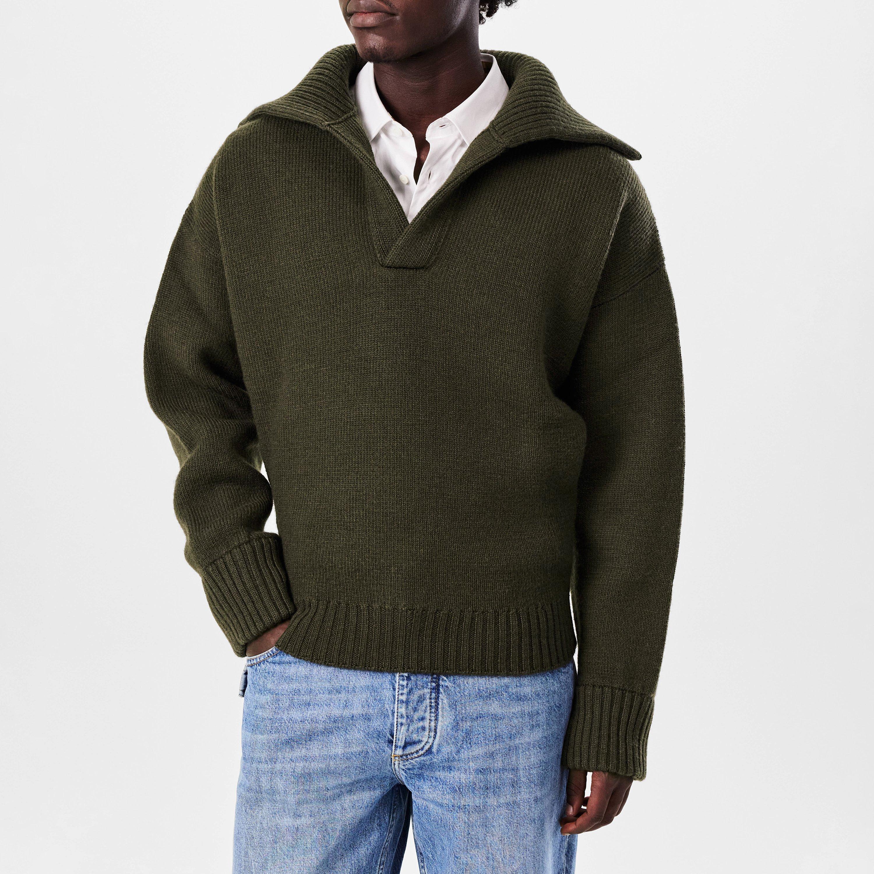 Dark Olive - Bottega Veneta - Ribbed Polo Sweater - 3