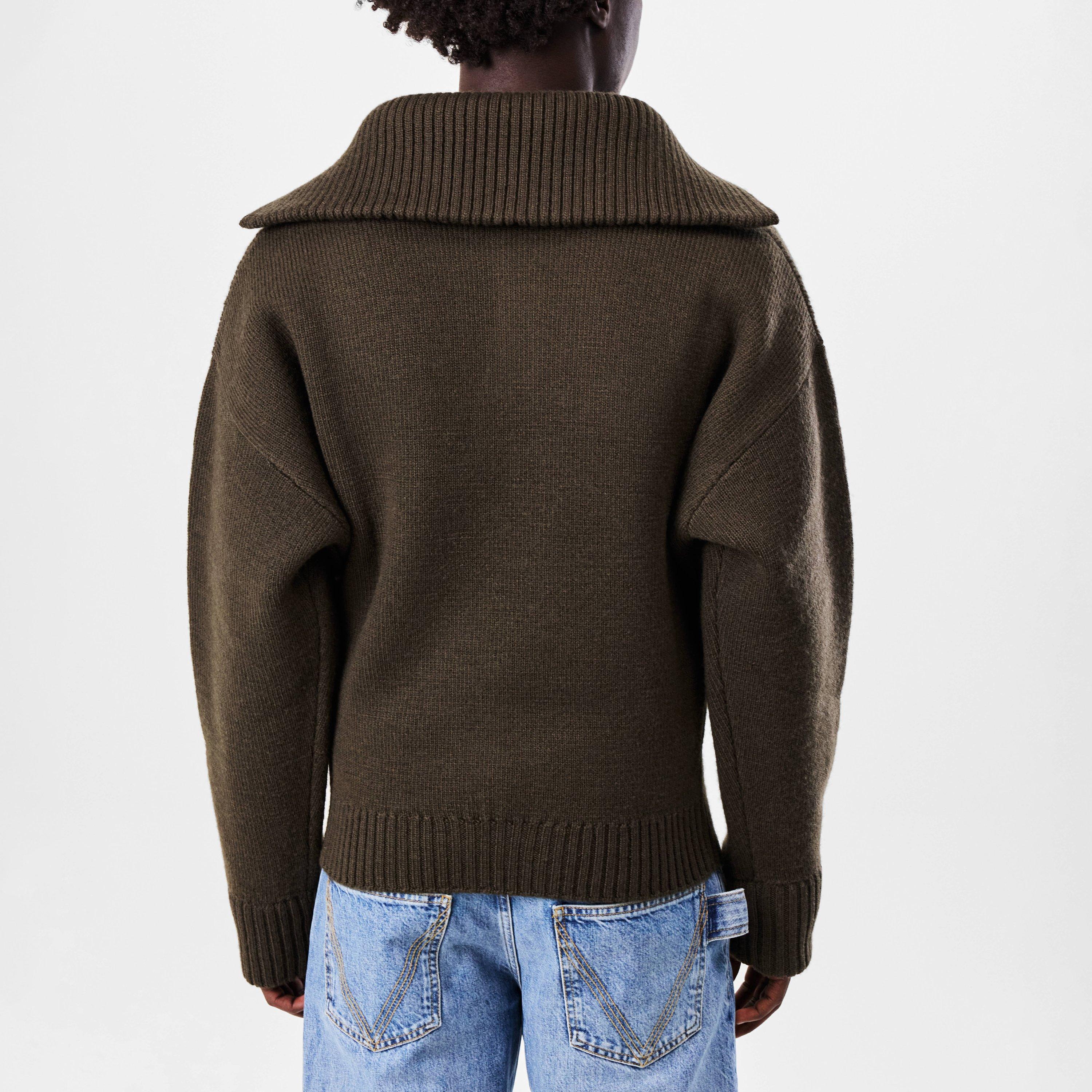 Dark Olive - Bottega Veneta - Ribbed Polo Sweater - 4