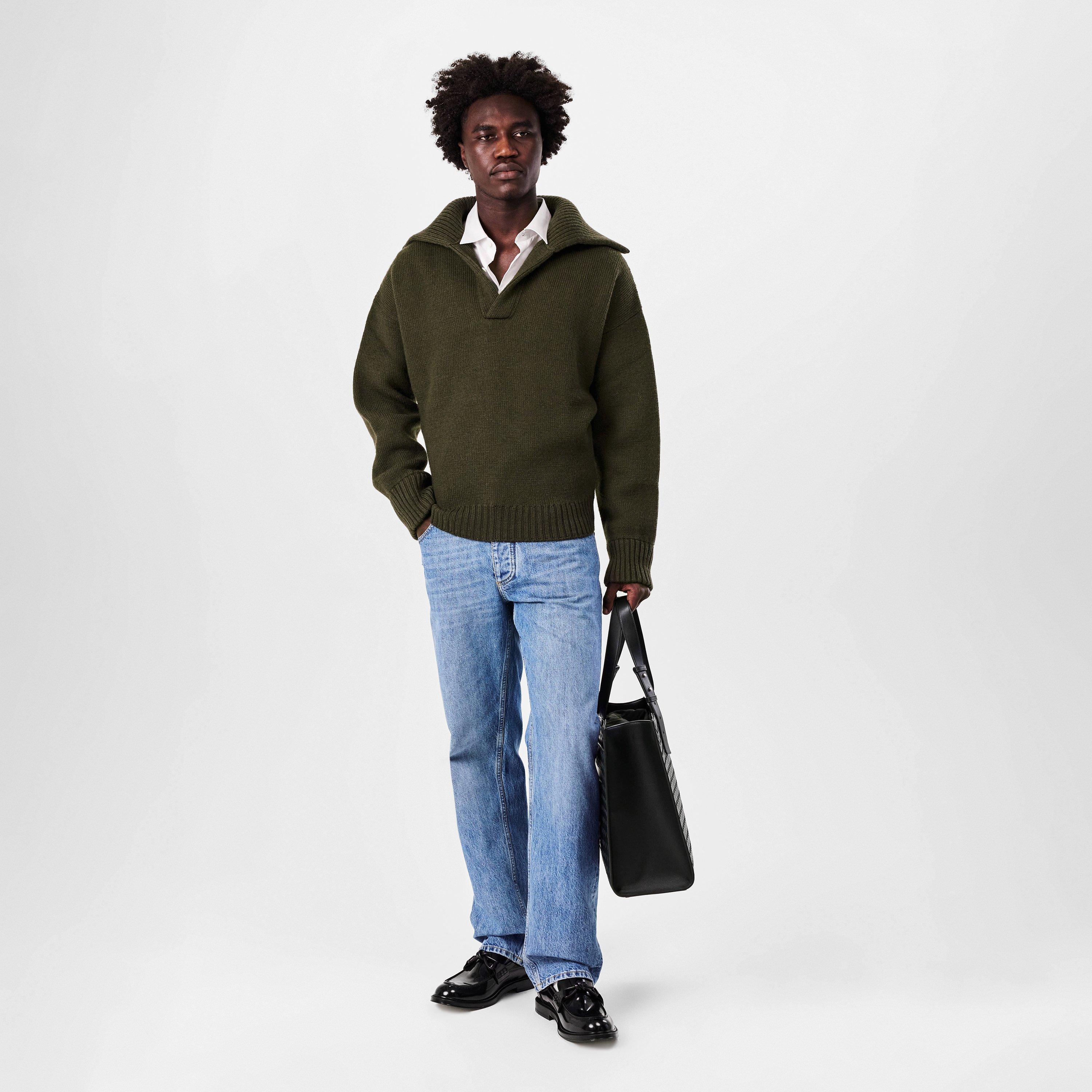 Dark Olive - Bottega Veneta - Ribbed Polo Sweater - 6