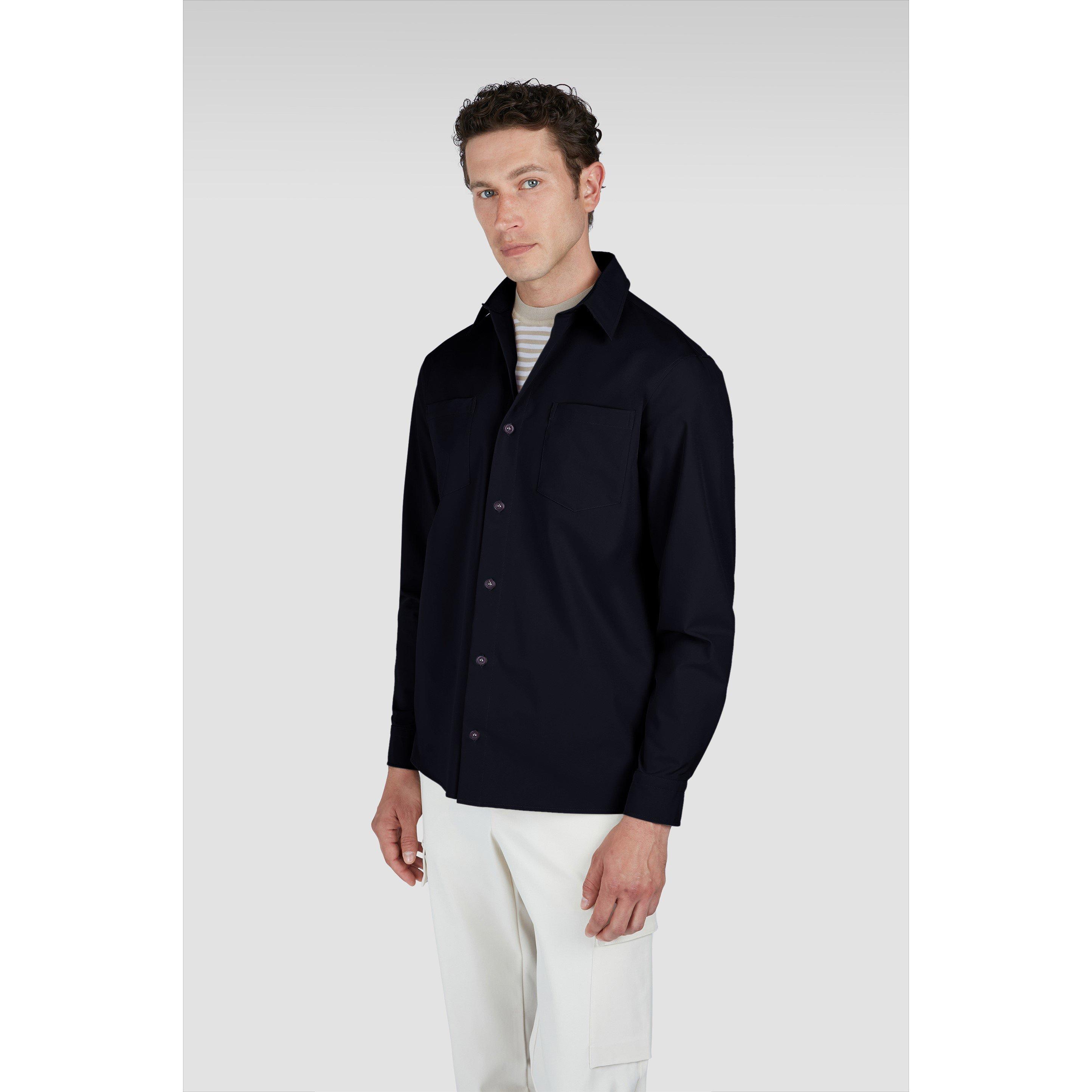 Blå - Paul And Shark - Men's Fin Long-Sleeve Plain Shirt - 2